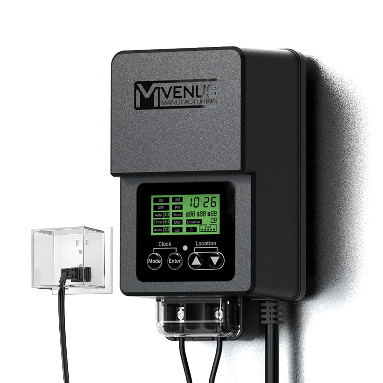 Venus Manufacturing Outdoor Low Voltage Transformer 60W Landscape Lighting Transformer With Timer And Built-In Photo Sensor 120V Ac To 12V Ac For Led Spotlight, Pathway Garden Lighting