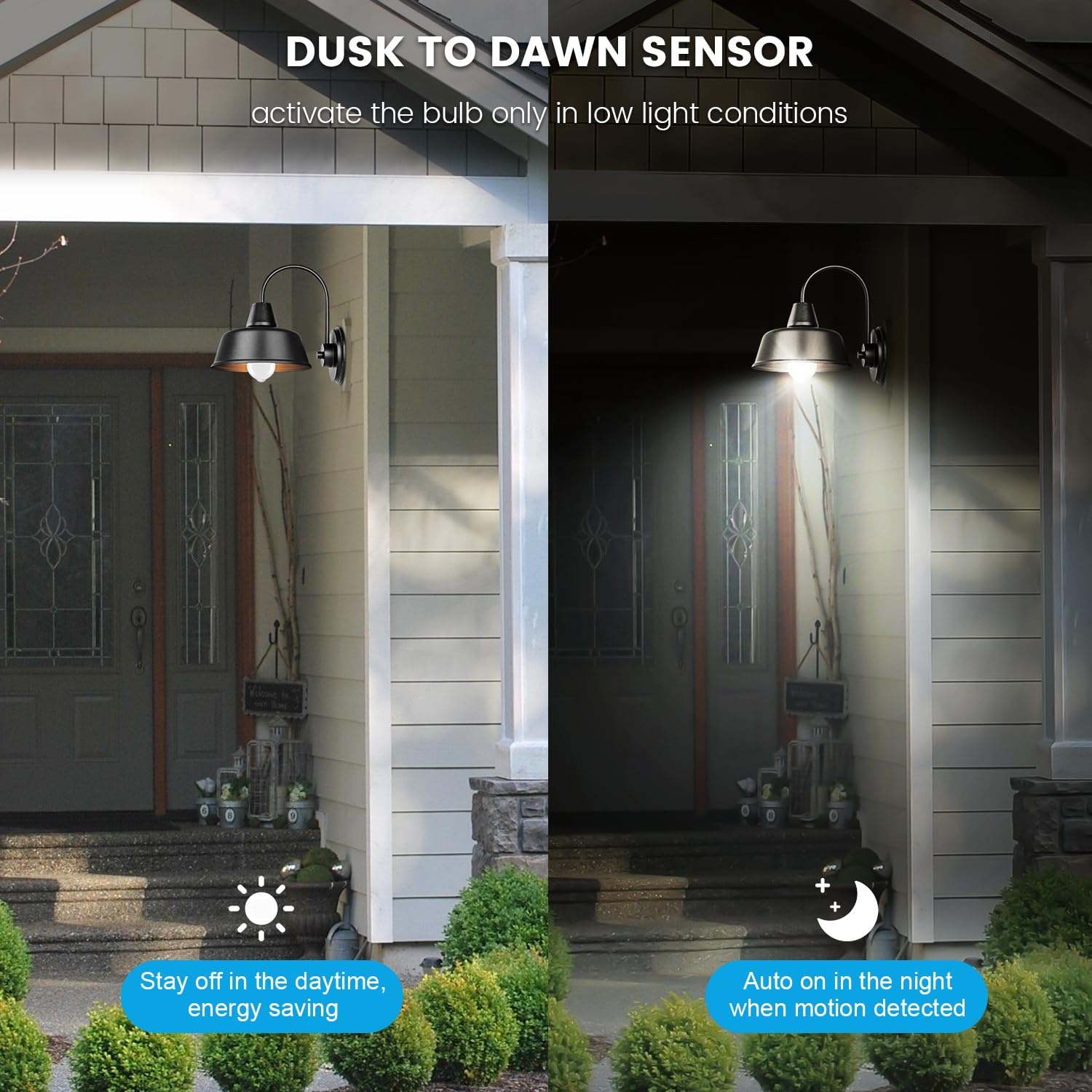 Aovpex Motion Sensor Light Bulbs, Dusk To Dawn, 13W 100W Equivalent, Movement Activated Security Led Bulb, 5000K Cool White, For