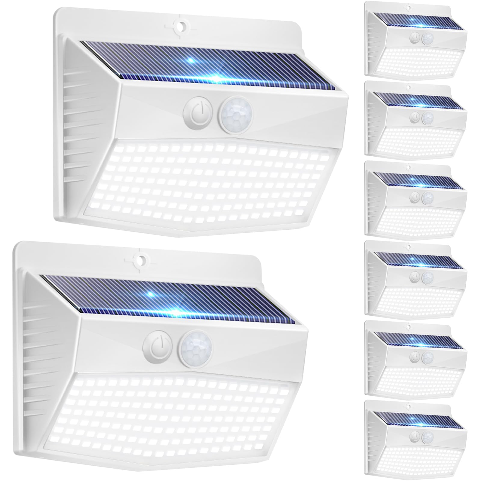 Peasur Solar Outdoor Lights  [8 Packs] Motion Sensor Security Lights With 3 Lighting Modes Wall Lights Waterproof Solar Powered Lights For Garden Yard White