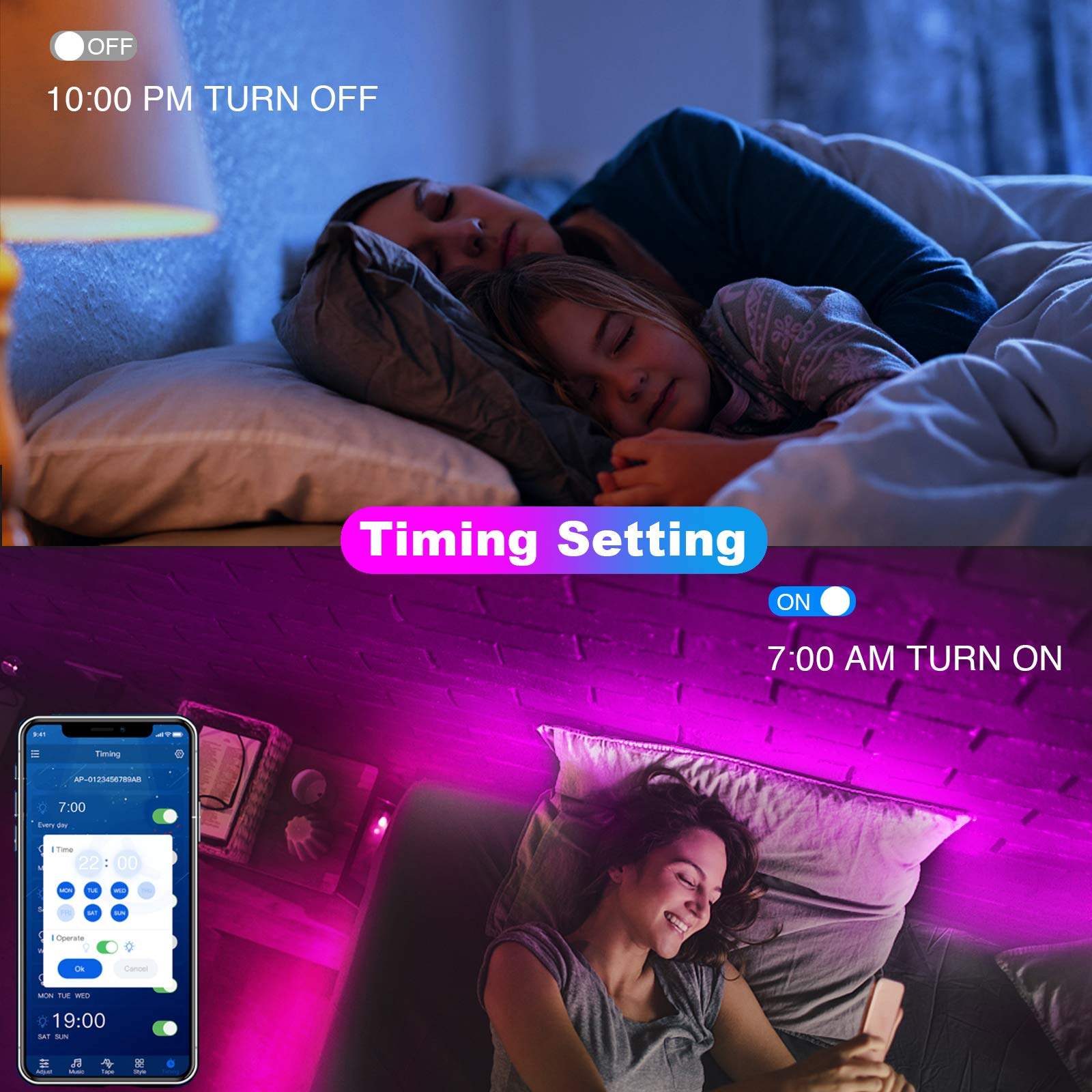 dalattin LED Strip Lights 100ft, Smart RGB Lights with App Control, Music Sync, Multicolor, Vinyl, Model TCF0221524G-JA02