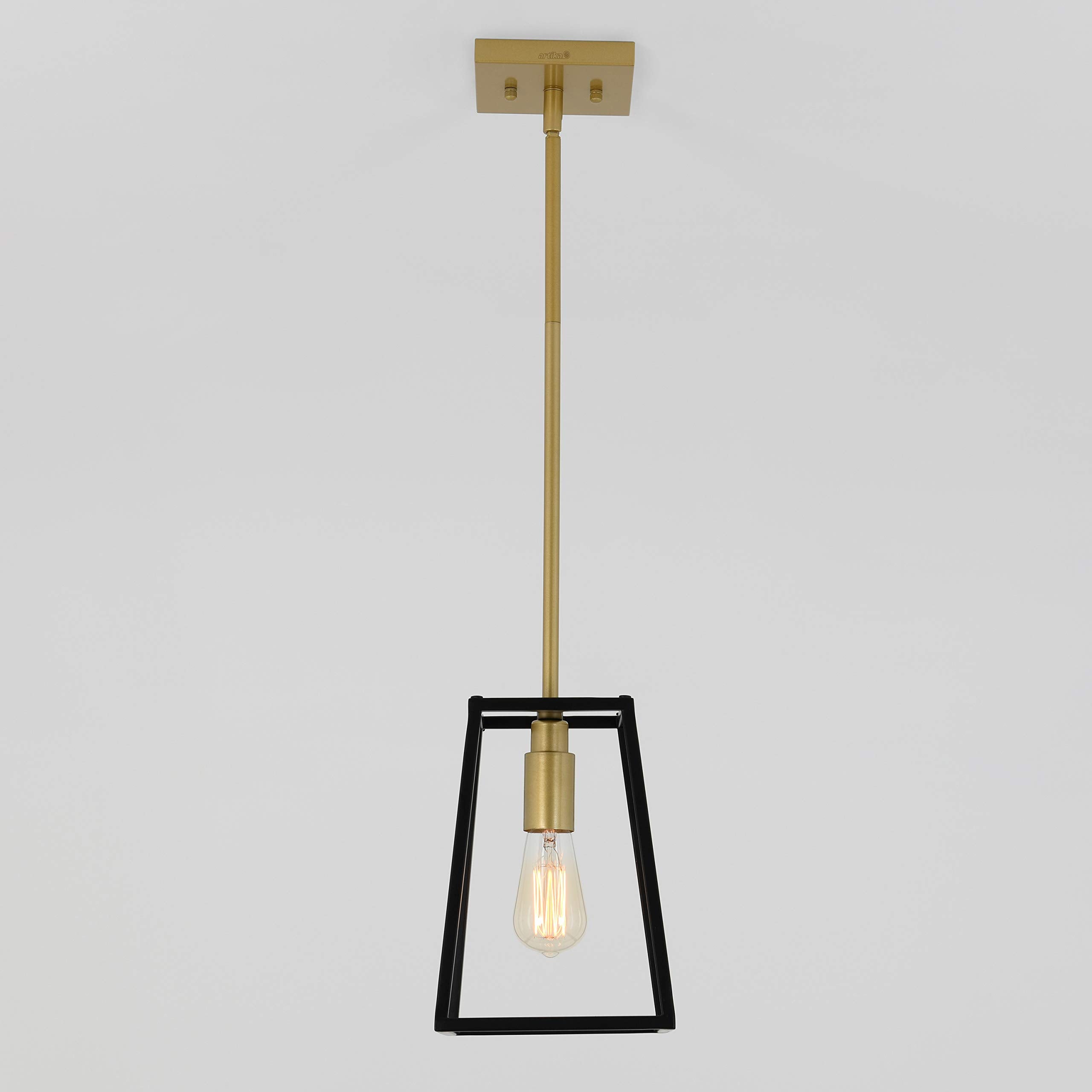 Artika 1-Light Modern Mid-Century Pendant Light Fixture, Black And Gold For Kitchen Island
