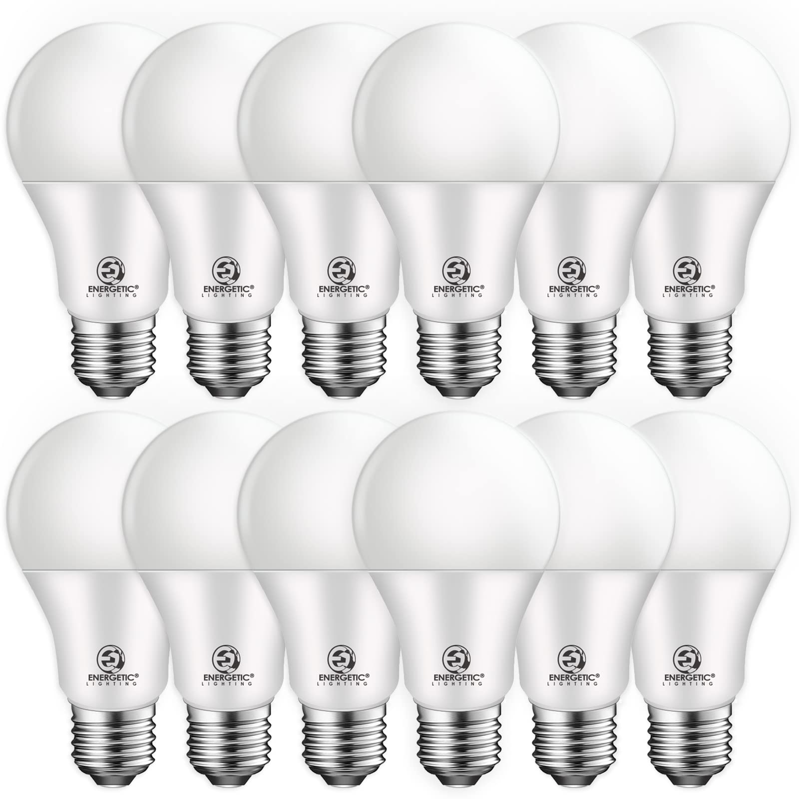 E ENERGETIC LIGHTING Dimmable LED Light Bulbs, 60W Equivalent 5000K Daylight, 8.5W 800 Lumens, E26 LED Bulb 60 Watt Dimmable, UL/ETL Listed, 12 Packs