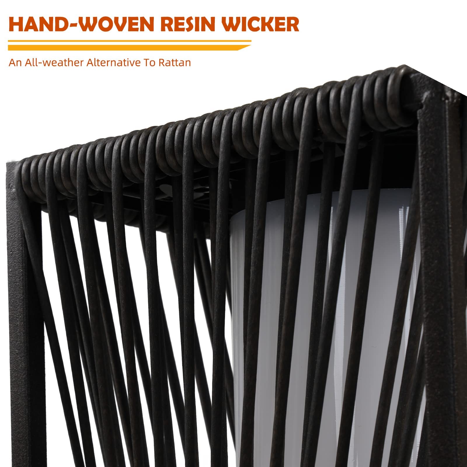 Solar Yard Brown Resin Wicker Outdoor Solar Floor Lamp - Waterproof Light For Yard & Garden