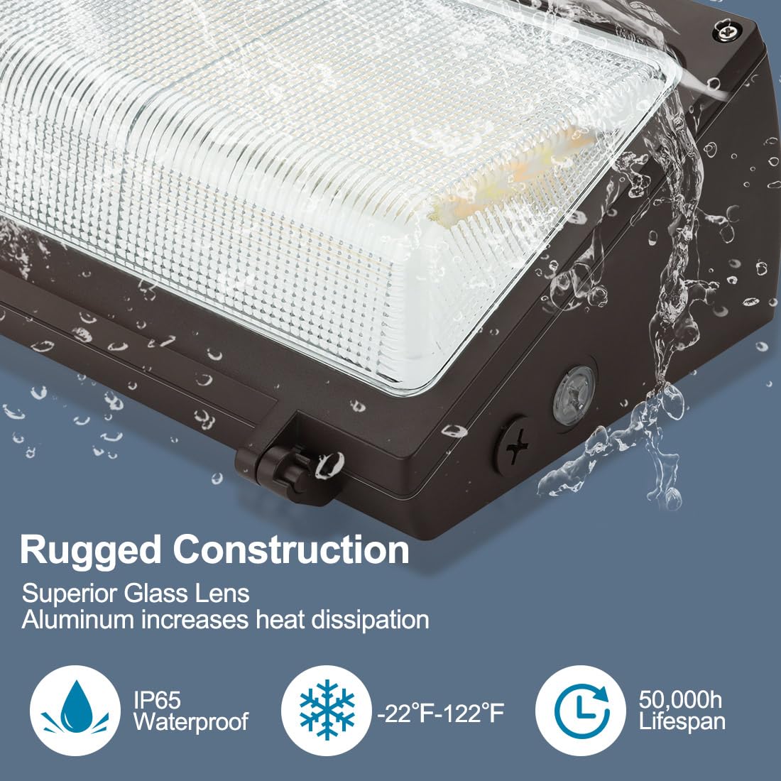 Xbuyee 120W Led Wall Pack Light, 120W/100W/80W Switchable, 3000K/4000K/5000K Adjustable, 15600Lm 120-277V Ip65 0-10V Dimmable, D