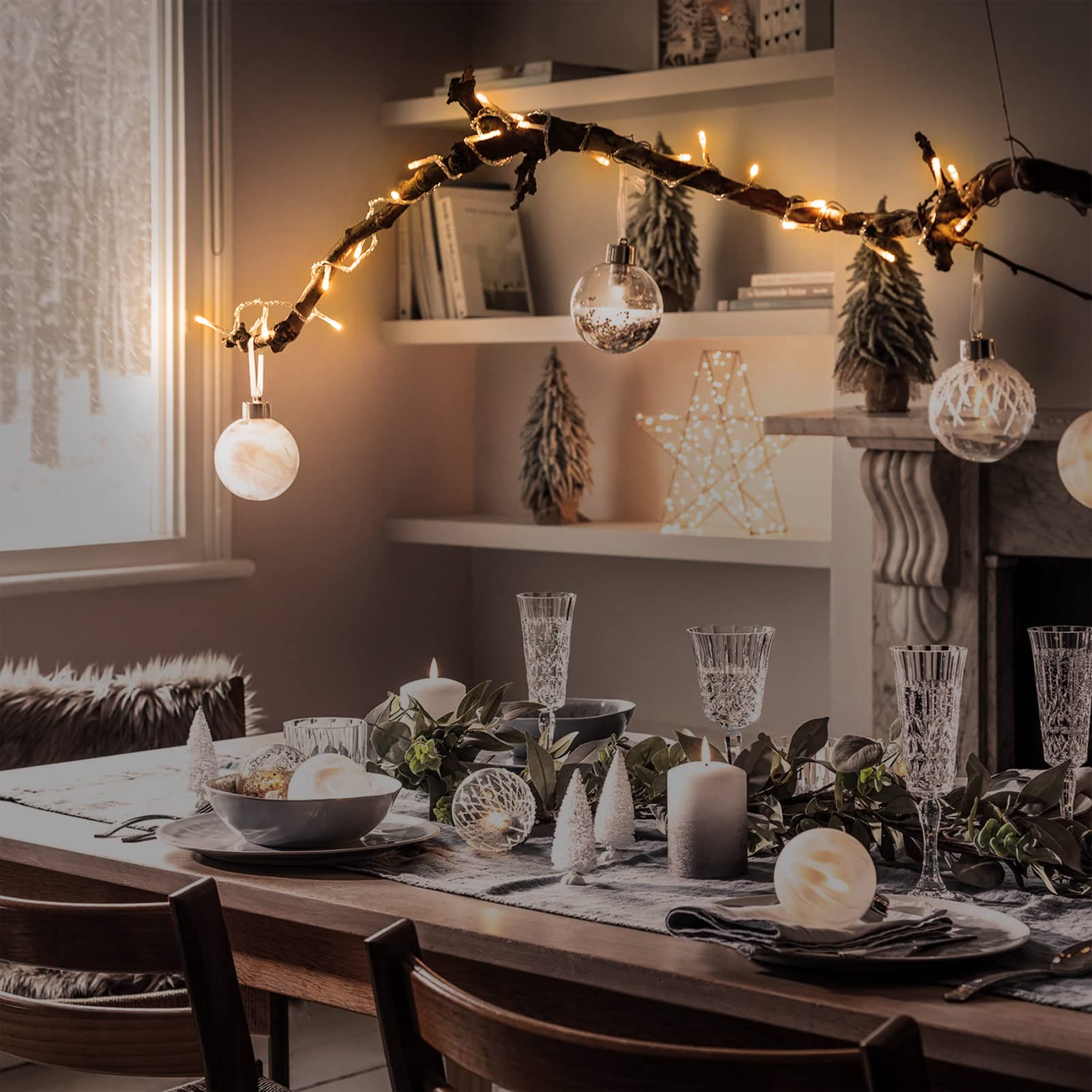 4 Pack Battery Christmas Light String 16.5Ft 50 Led Clear Wire Sting Lights Christmas Tree Wrapped Lights Timer 8 Modes Auto On/Off Christmas Fairy Lights For Indoor Outdoor Patio Wreath Garden Deck