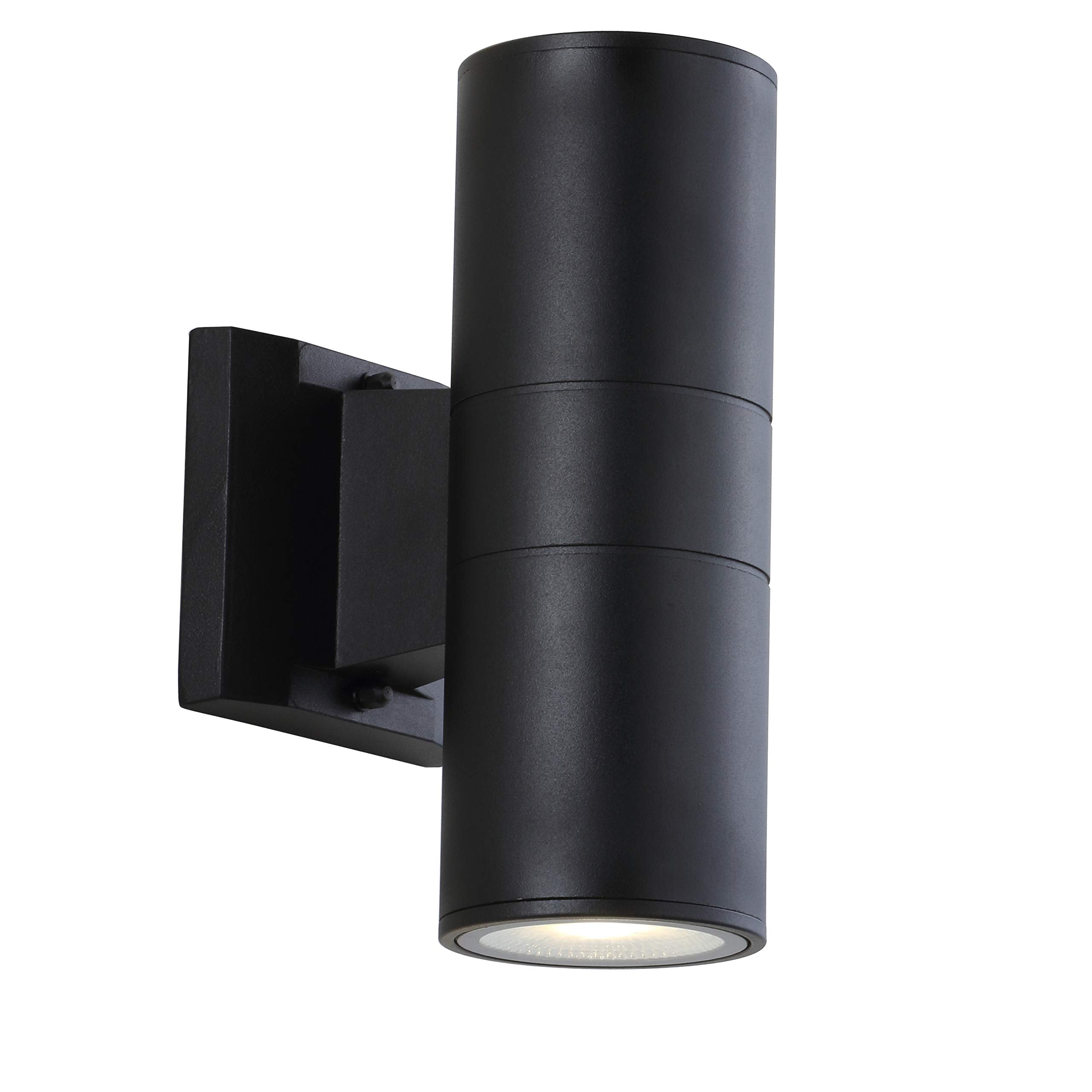 JONATHAN Y Outdoor Metal/Glass LED Sconce Uplight, 6in Contemporary, Black, Model JYL7445A, Bulbs Included