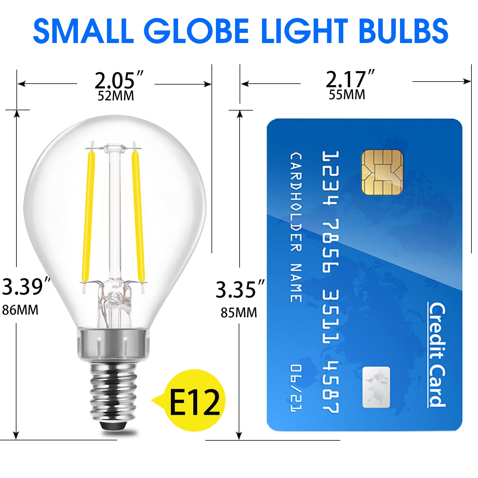 Energetic E12 Dimmable Led G16.5 Bulb 60 Watt 500 Lumens Candelabra For Chandeliers, Ceiling Fan, Vanity - Daylight 5000K Vintag