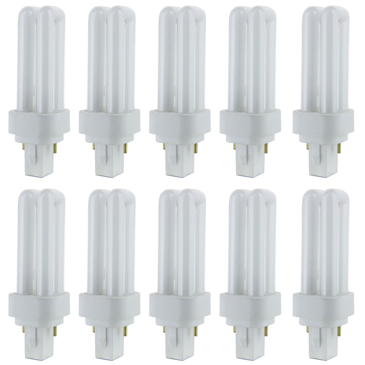 Sunlite Compact Fluorescent PLD 2-Pin Double U-Shaped Twin Tube, 9 Watts, 120 Volts, 525 Lumens, 2700K Soft White, 2-Pin G23-2 B