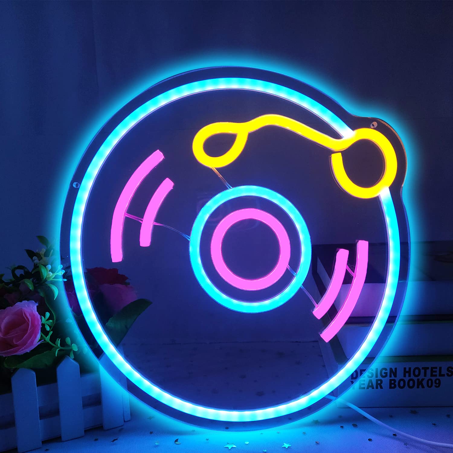 Record Neon Sign Dimmable Music Neon Signs for Wall Decor Player Record Neon Light Live Music Neon Sign Art Music Neon Light Sig
