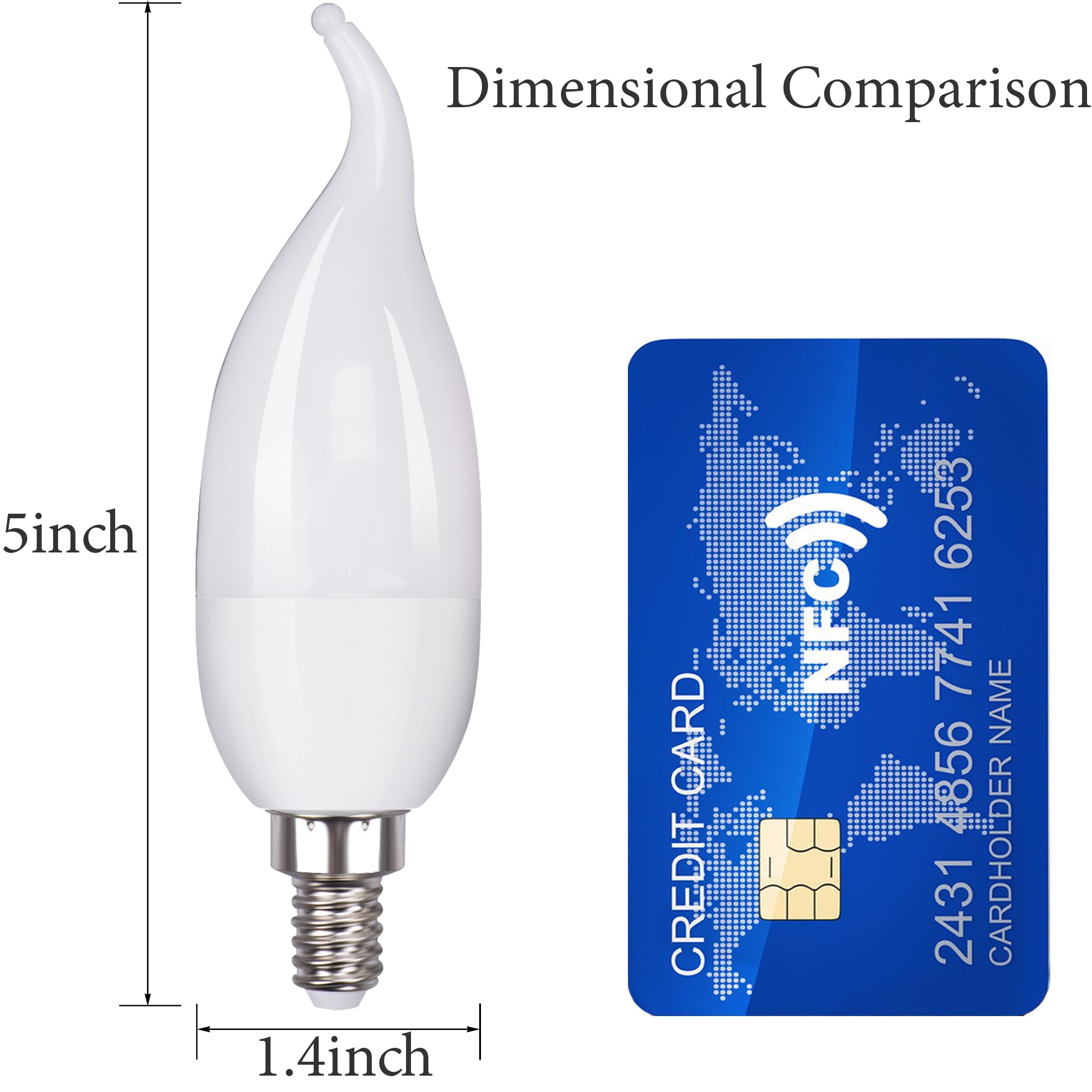 OHLGT E12 Flame Bulbs, 3 Mode LED Candelabra, Blue, 2.0 Watt, 6 Packs