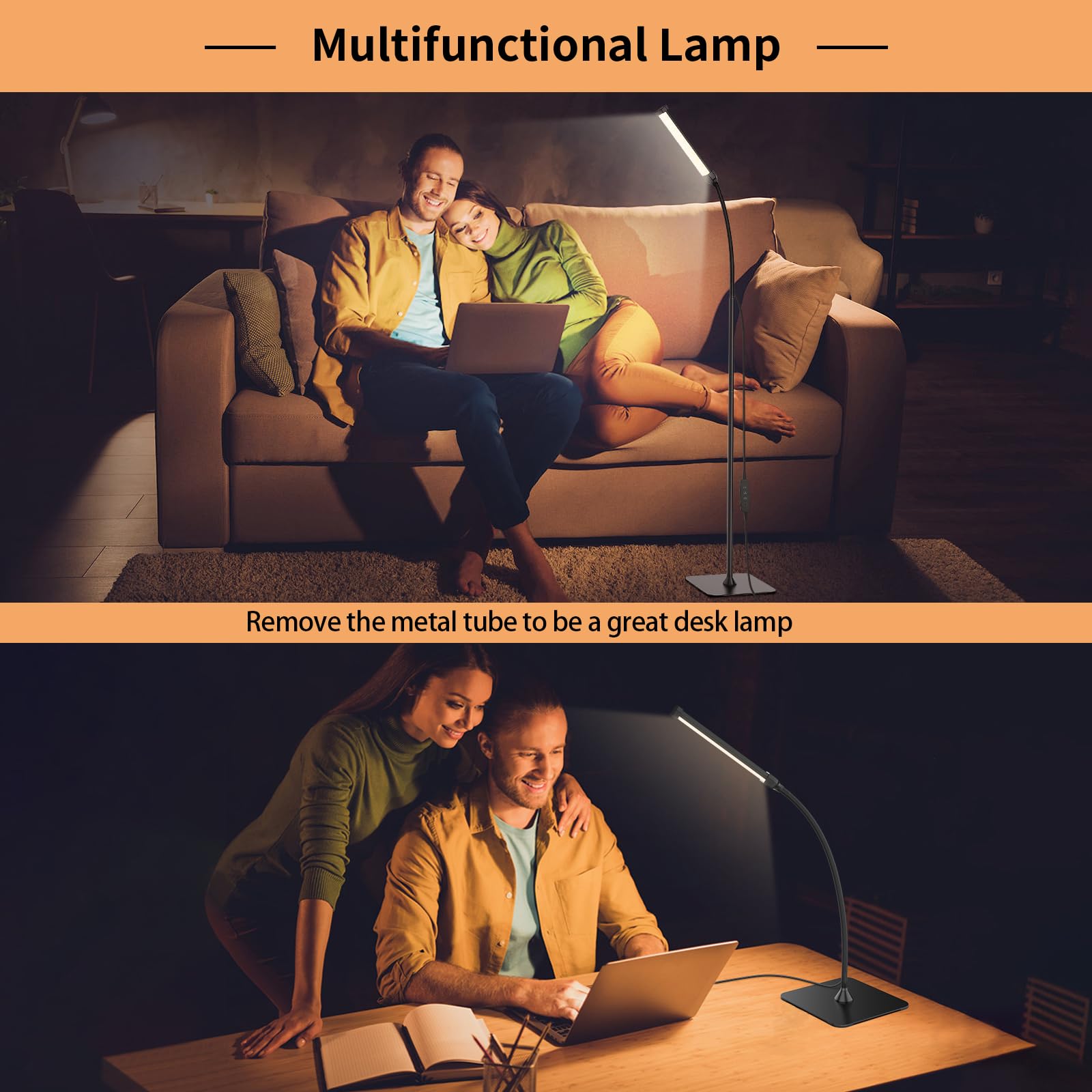 Ifalarila Led Floor Lamp With Remote Control, Reading Lamps Floor Standing [Usb Plug With Adapter] Led Floor Light With 120 Leds