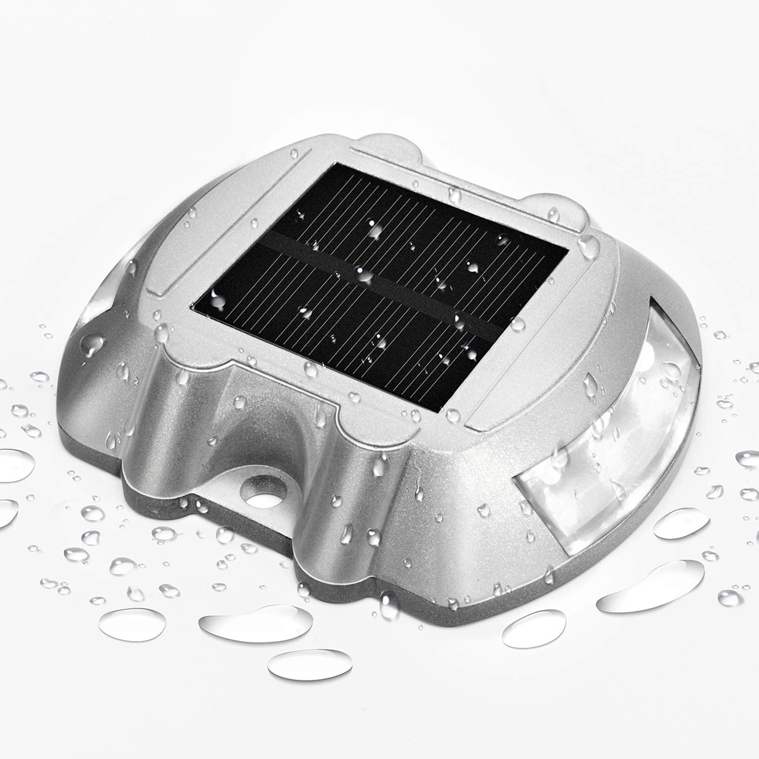 Jiguoor Solar Deck Lights Led Driveway Lights Solar Powered Dock Light Outdoor Ip68 Waterproof Road Markers For Step Sidewalk Stair Boat Garden Ground Pathway Yard (White, 1 Pack)