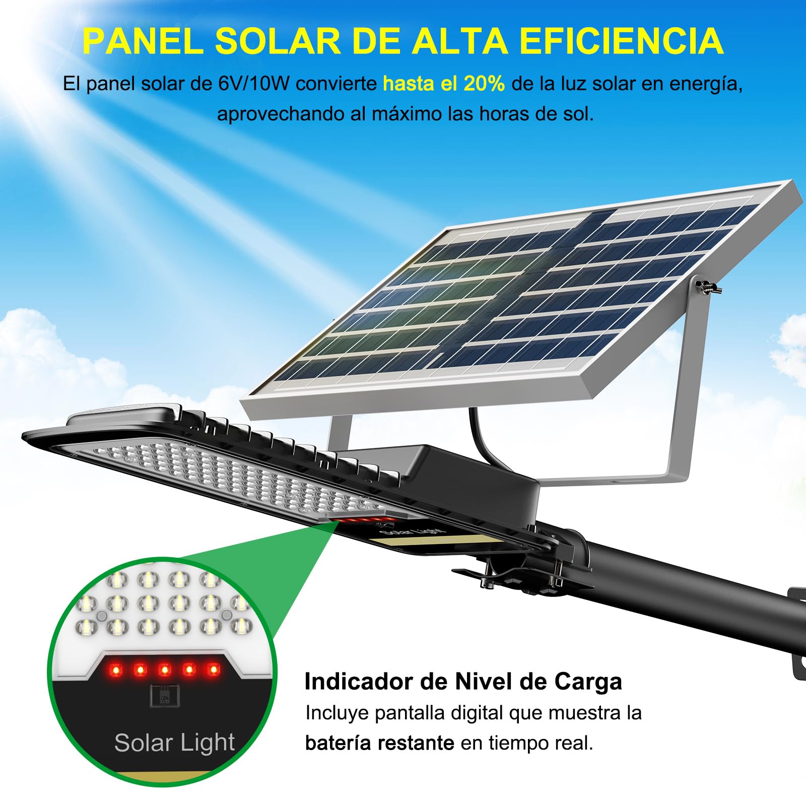 Engrepo Solar Street Light, 15000lm IP67 Waterproof, Remote Control, Black, Model JD-198, Dusk to Dawn LED Flood Light for Yard & Garden