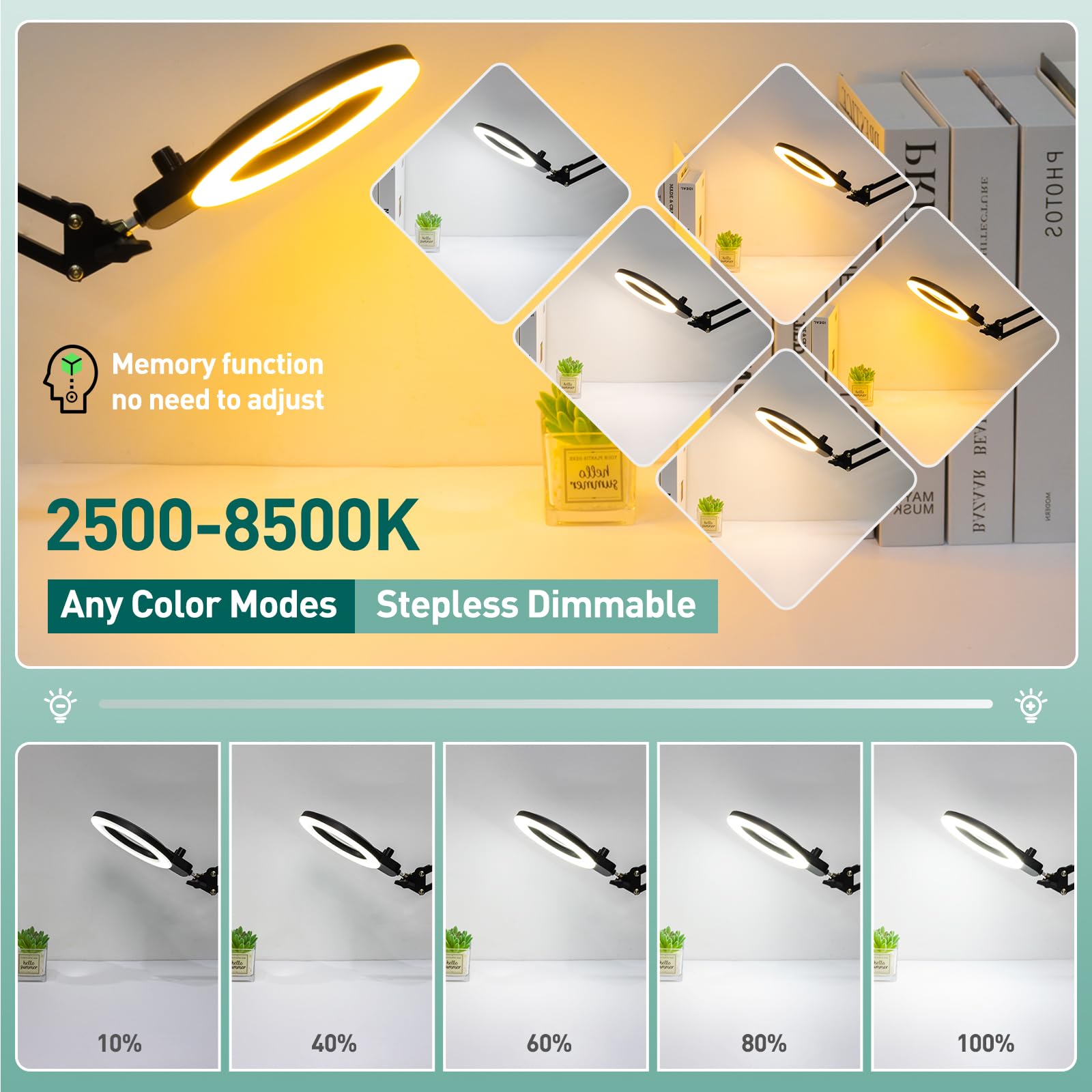 Kmdes 10X Magnifying Glass With Light And Stand, Upgraded Any Color Modes & Stepless Dimming Magnifying Lamp, 2-In-1 Hands Free