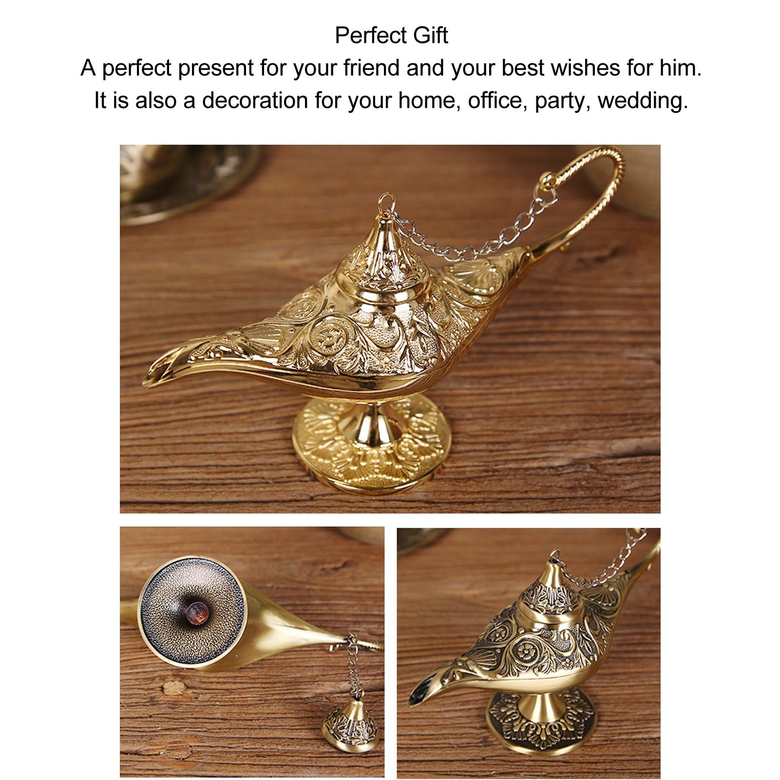 Zerodis Legend Lamp Magic Genie Wishing Light, Bronze Zinc Alloy Arabian Ornament, Vintage Design