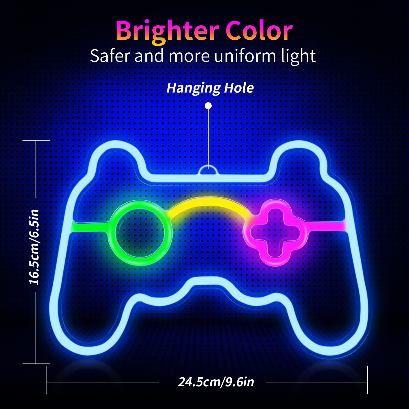 HOYOBEST LED Neon Sign Gamepad Shape for Gamer Room Decor, Colorful, Model HO-NEON