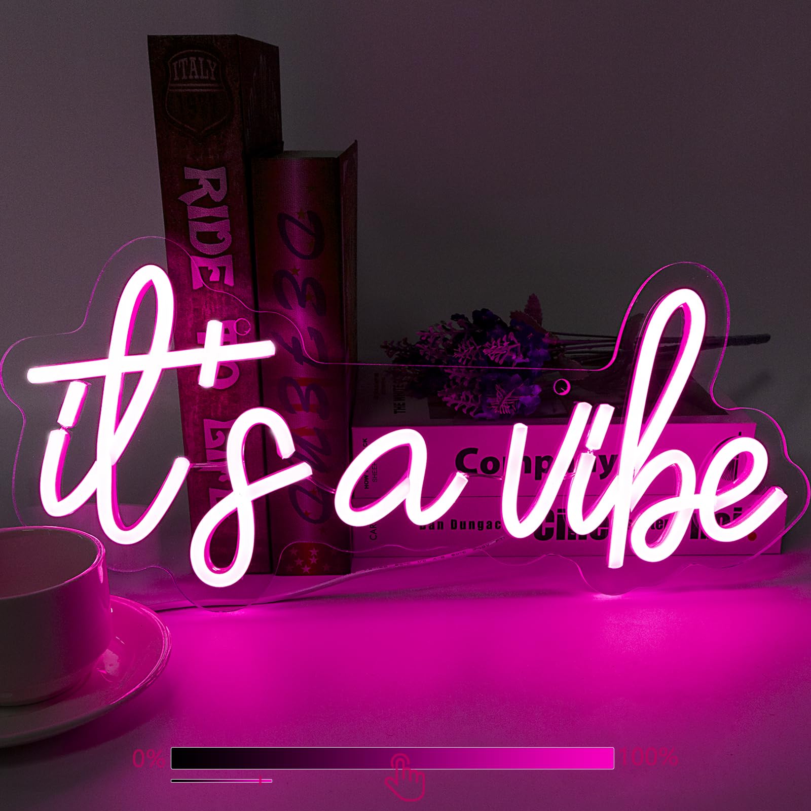 Moodlion ItS A Vibe Neon Sign  Neon Signs For Wall Decor  Neon Dimmable Pink Led Signs For Bedroom  Neon Light Up Signs For Home malt-inspired Bar Cafe Game Room Birthday Wedding Decorations Girls Boys Gifts