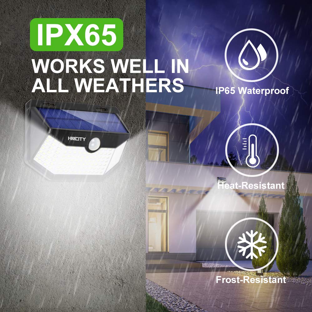Solar Lights Outdoor 120 LED with Lights Reflector and 3 Lighting Modes,Solar Motion Sensor Wall Lights, IP65 Waterproof Solar P