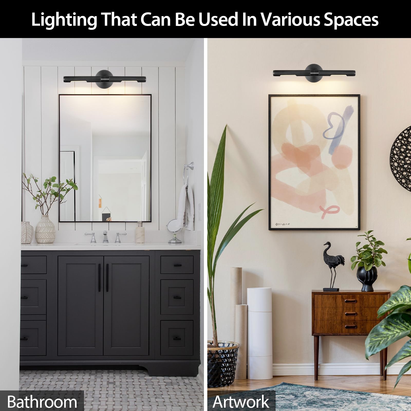 Knurldon Hardwired Black Brass 19'' Knurled Picture Light, Dimmable Rotatable 360Picture Light For Wall, Vanity Light, Gallery W