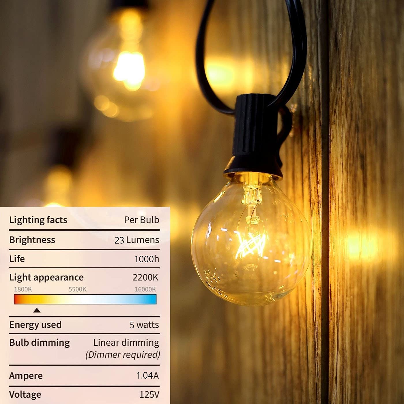 Abeja G40 Replacement Light Bulbs, 5W Clear Globe Bulb Fits E12/ C7 Candelabra Screw Base Sockets, 1.5 Inch Clear Light Bulbs Fo