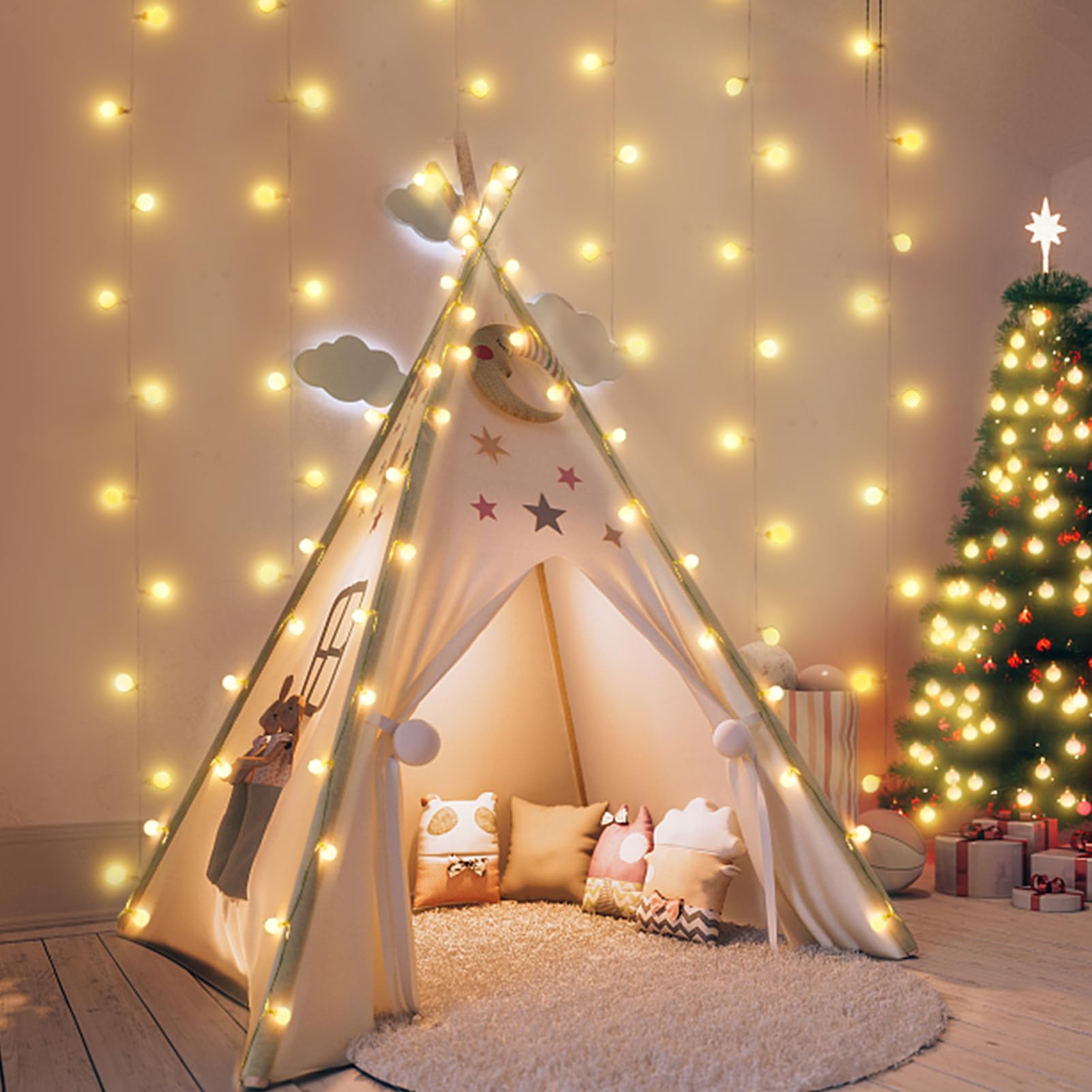 Echosari Battery Operated String Lights, 16.5 Feet 50 Led Camping Globe Lights With Remote Timer 8 Modes Frosted Ball Fairy Light For Bedroom Wedding Xmas Tree Party Decoration (Warm White)