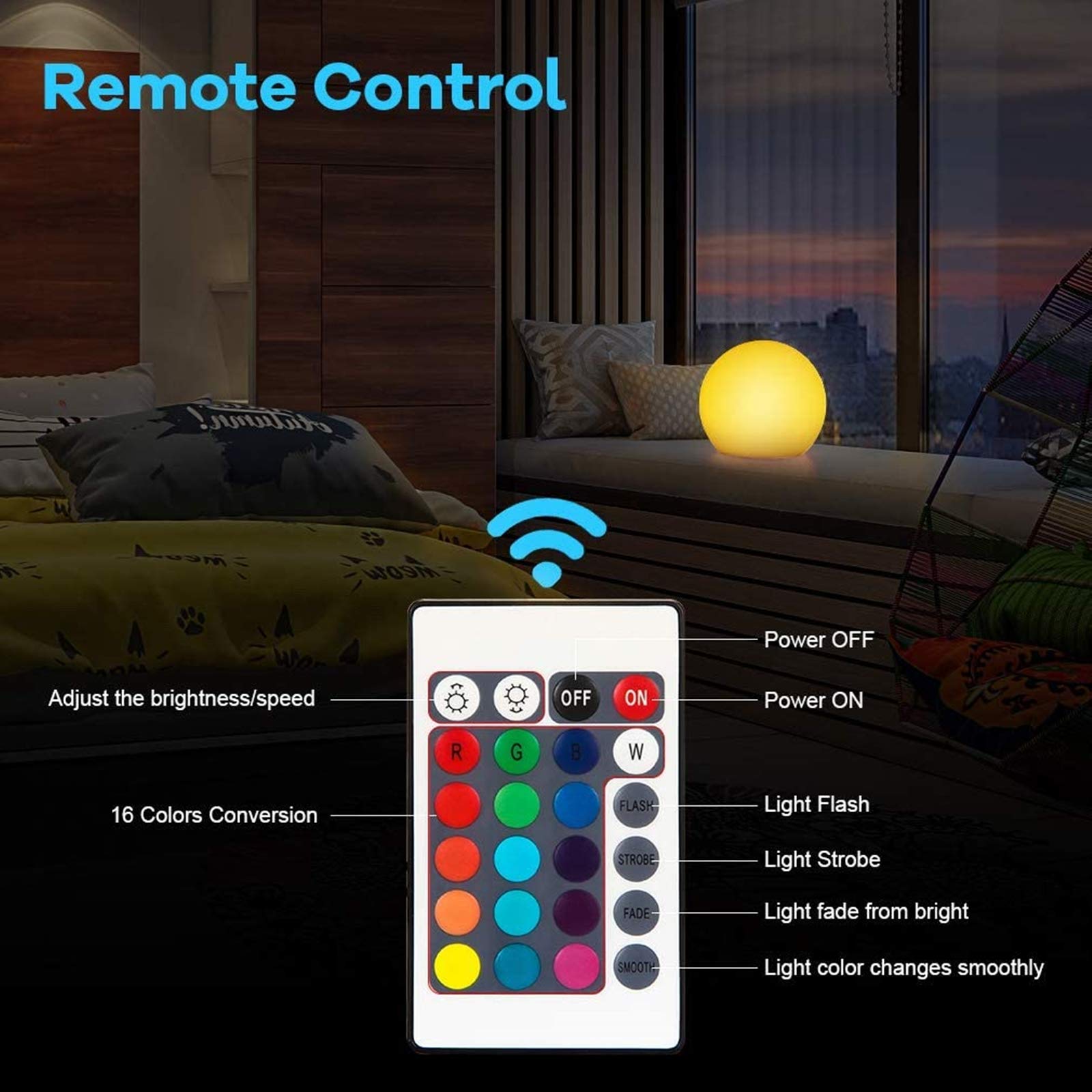 Borelor Led Globe Light - 8-Inch Rechargeable Remote Control Night Light, 16 Rgb Colors, Purple For Indoor/Outdoor Home/Party Decoration