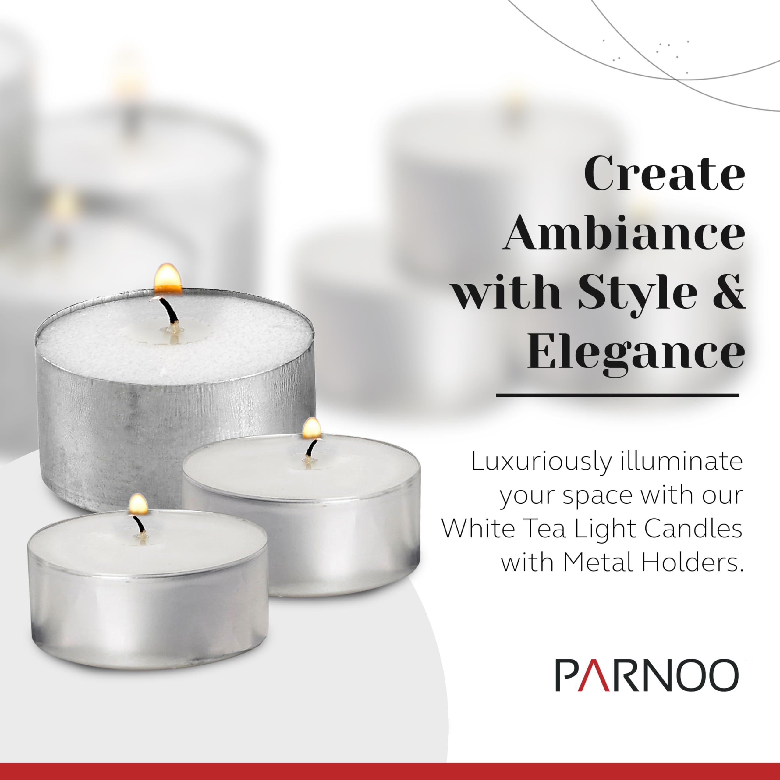 Parnoo White Tea Light Candles, 250 Pcs – 8-Hour Long Burn Time Small Candles, No Soot, Unscented With Cotton Wick In Metal Cups – Bulk Pack Of Candles For Romantic Dinners, Weddings, Spas, & Hotels