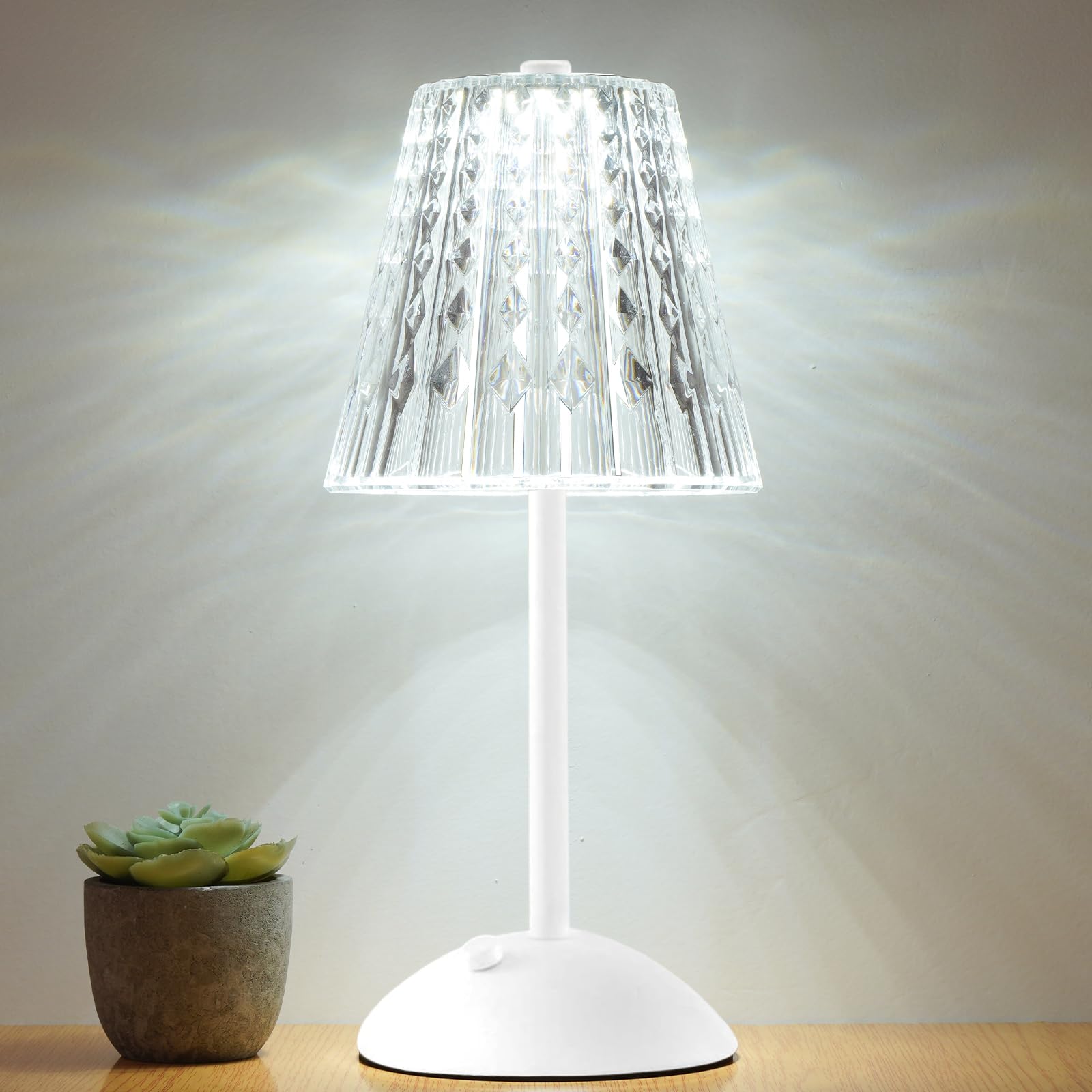 Customer Lamp Nusogon Cordless Lamp,Touch Dimmable Crystal Lamp 3 Colors,Portable LED ...