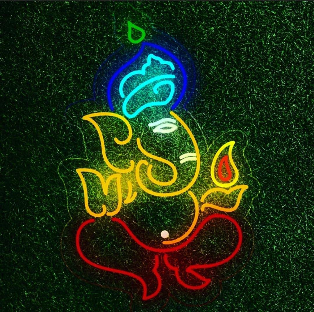 Ganesh Ji Neon Sign/Lights (18x24 inches) Neon LED Light, Decorative Light for Room, Party and Bar