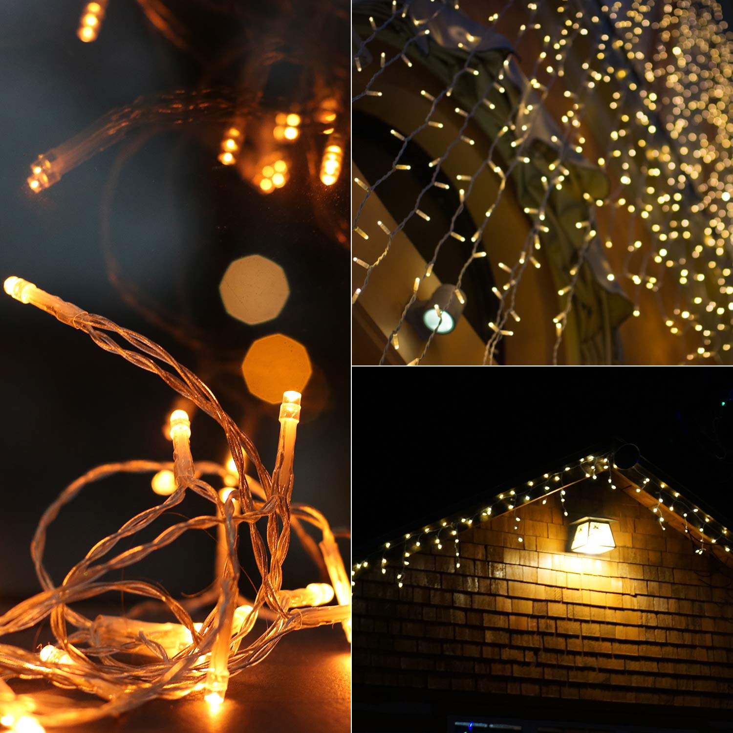 Brightown Icicle Lights, 40 FT 432 LED, Warm White, 8 Modes, Remote & Timer, Waterproof Fairy Lights for Indoor/Outdoor Decor