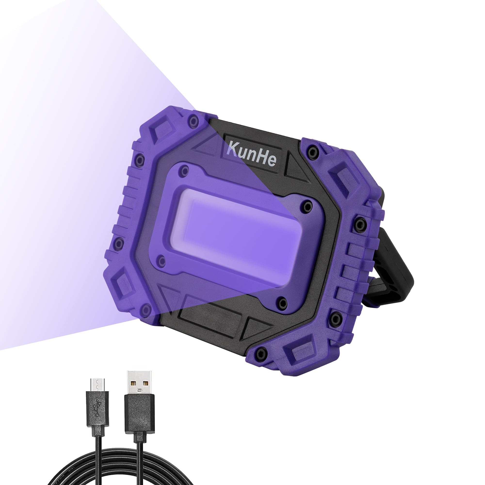 Kunhe Rechargeable Black Light,Portable Battery Powered Blacklight Lamp,Cordless 395Nm Floodlight For Night Fishing,Dark Glow Pa