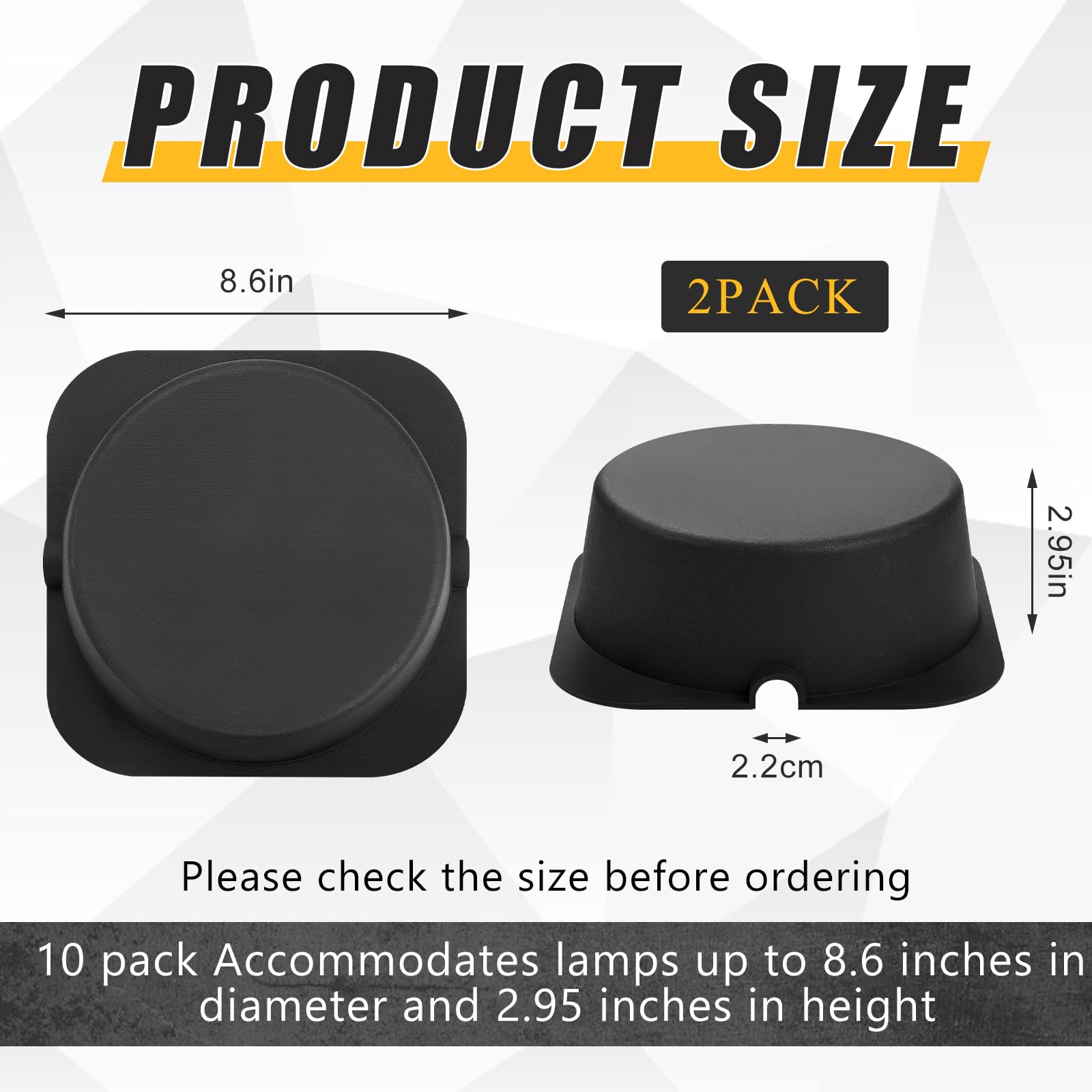 Tuanse 2 Pcs Recessed Light Cover For 6 Inch Lighting Fixtures 8.6 X 8.6 X 2.9 Inch Fire-Resistant And Energy-Saving Light Insulation Protect Cover For Attic (Black)