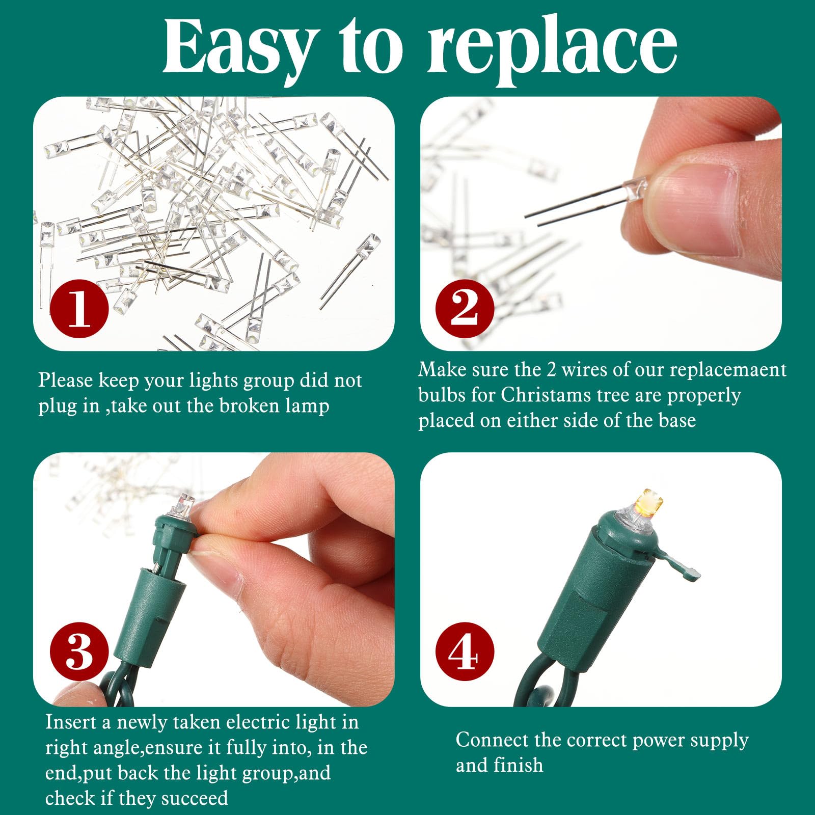 Honoson 240 Pcs Led 3Mm 3V 0.06W String Lights Replacement Bulbs Energy Efficient Light Bulb Outdoor String Light Connectable Le