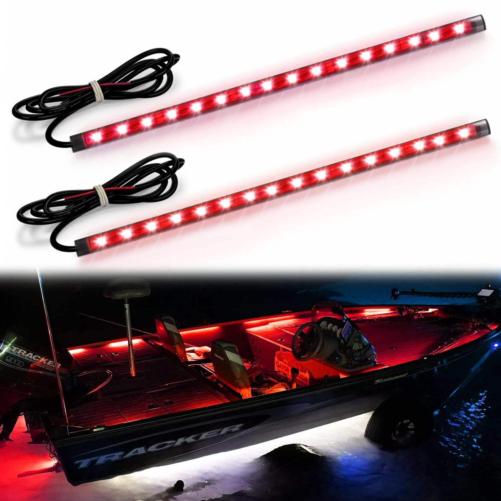 Seaperk Boat LED Navigation Light, IP67 Waterproof, 2Pcs Red, Model Sea-Deck-R-2, Adhesive or Screws Install