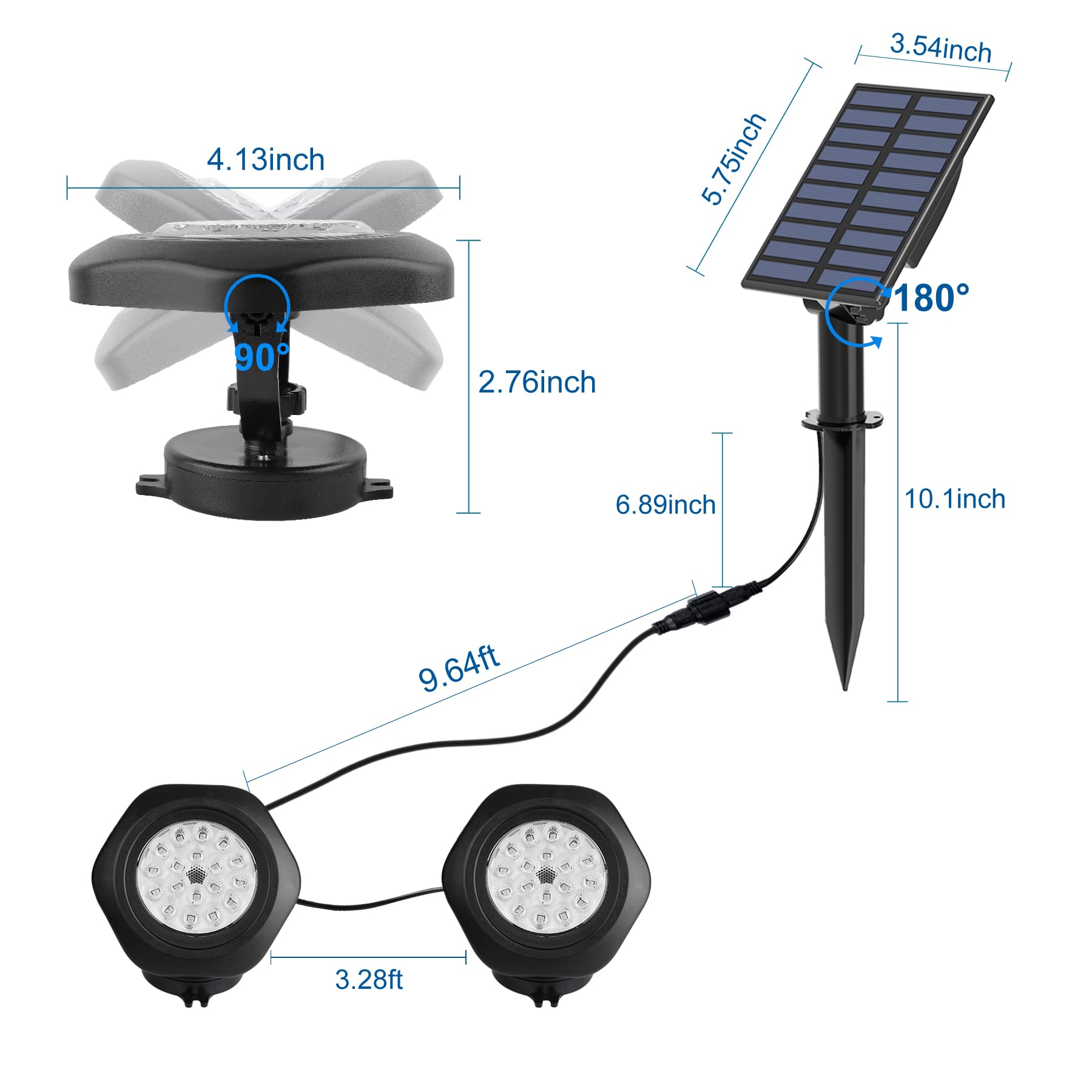 Crepow Solar Pond Lights, 18 Led Rgb Color Changing, Ip68 Waterproof Submersible Spotlights