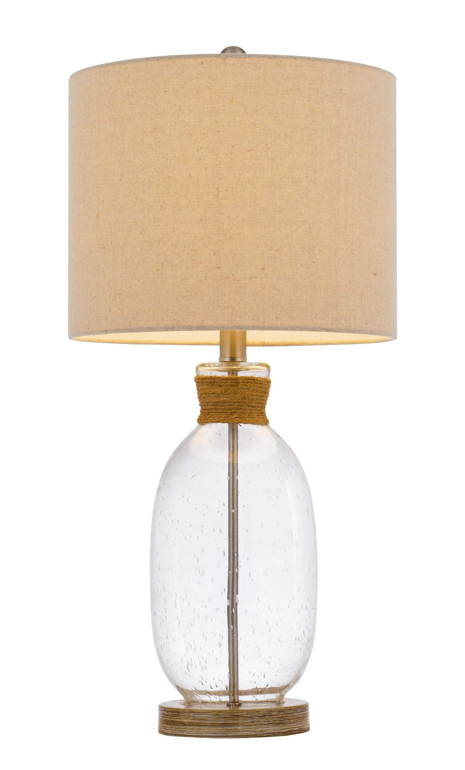 HomeRoots Table Lamp 26 in. with Brown Drum Shade, Model 524774