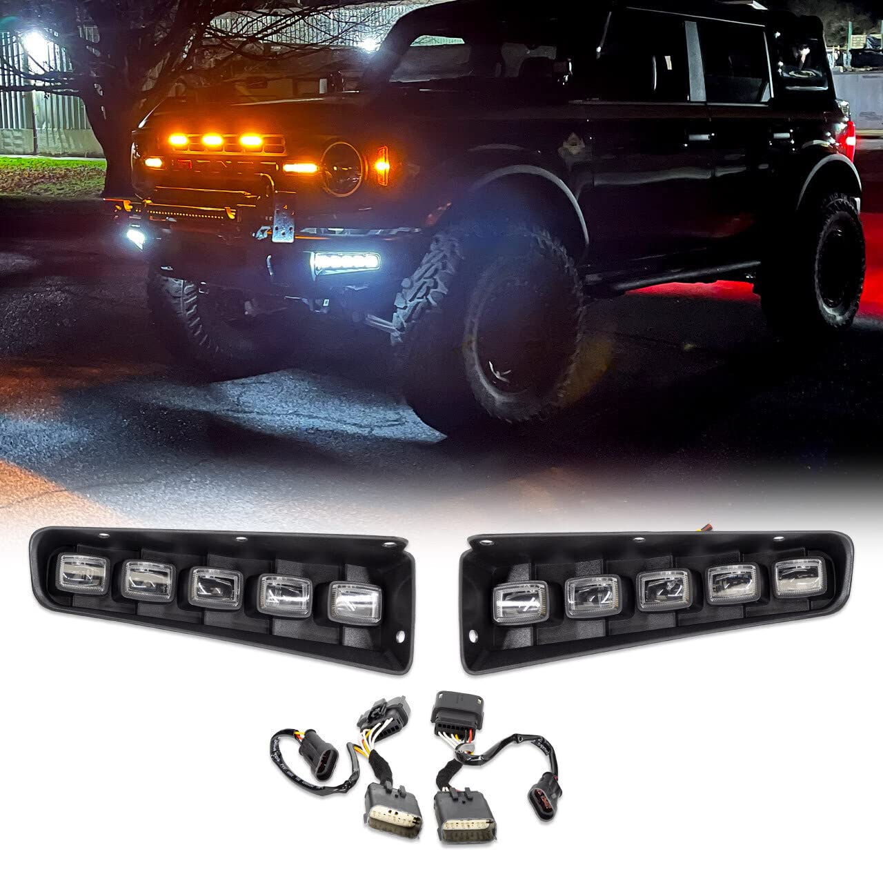 IAG I-Line LED 5 Lamp Bumper Indicator Light Kit fits Modular Bumper for Ford Bronco 2021+ 2/4 Door (Not Sport)