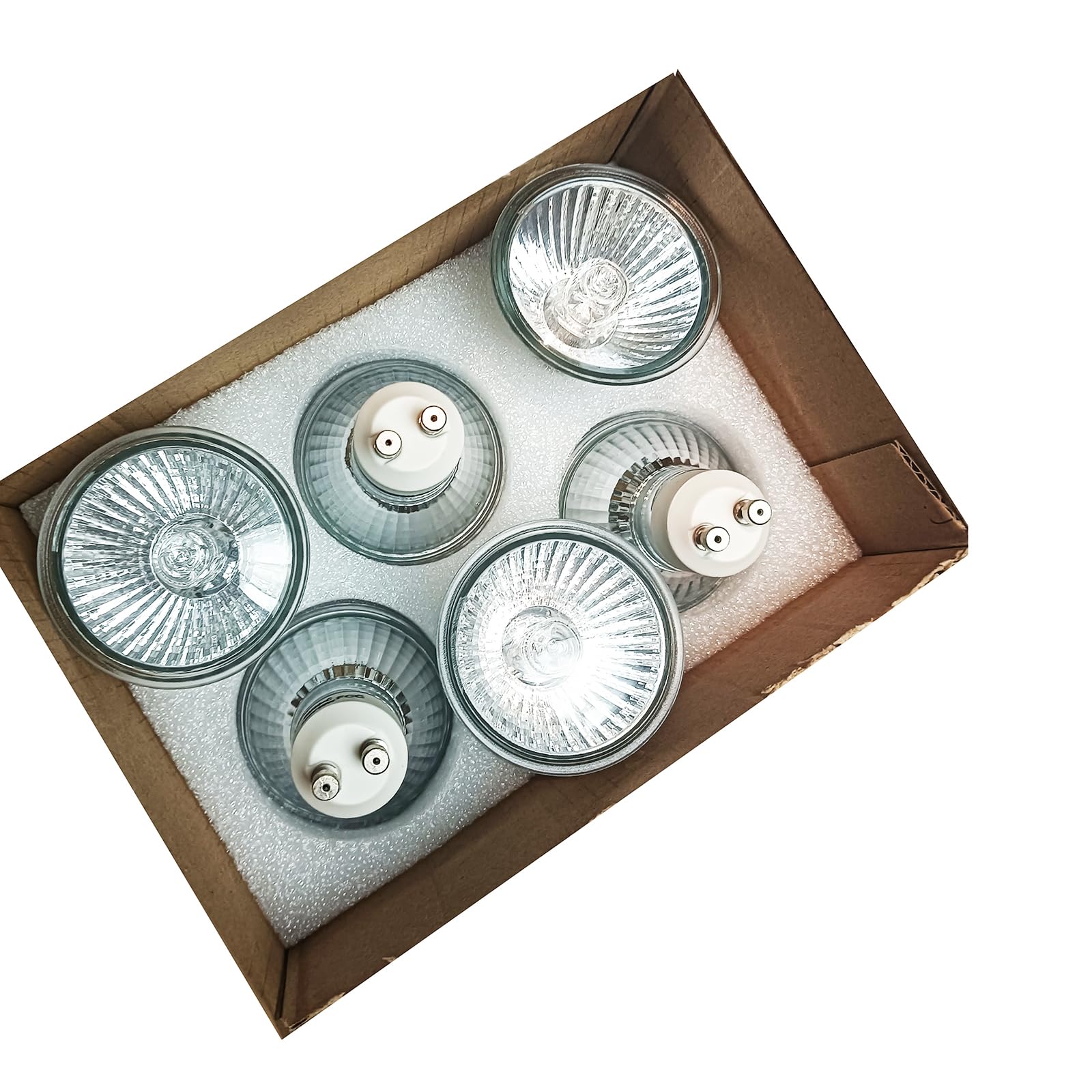 Elenhome GU10 Halogen Light Bulbs, 50W Dimmable, 6 Pack, 2800K Warm White, Glass Cover, Model E50-GU10-6