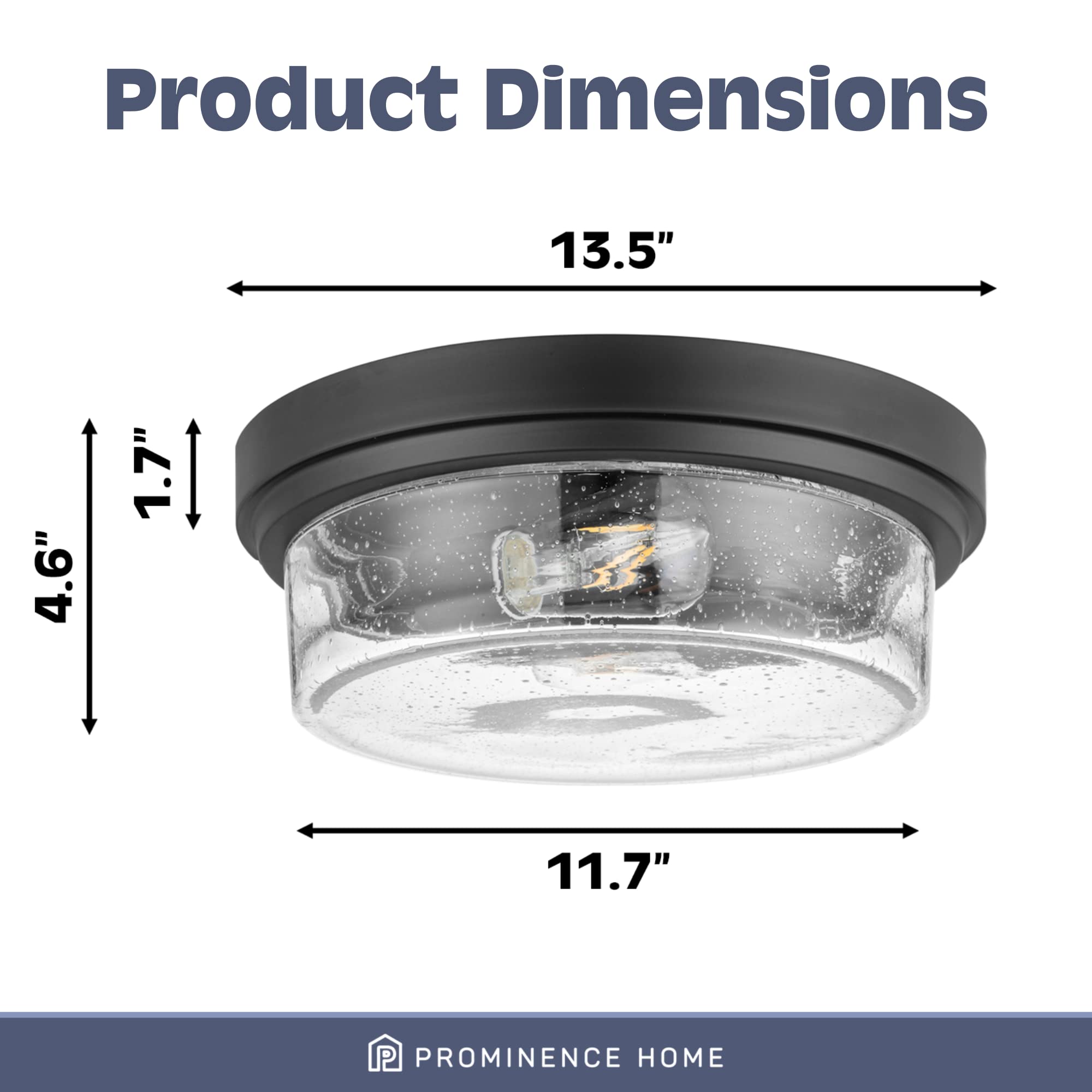 Prominence Home Madalyn 13&quot; Bronze Flush Mount Drum Light With Clear Square Glass - 51541-01