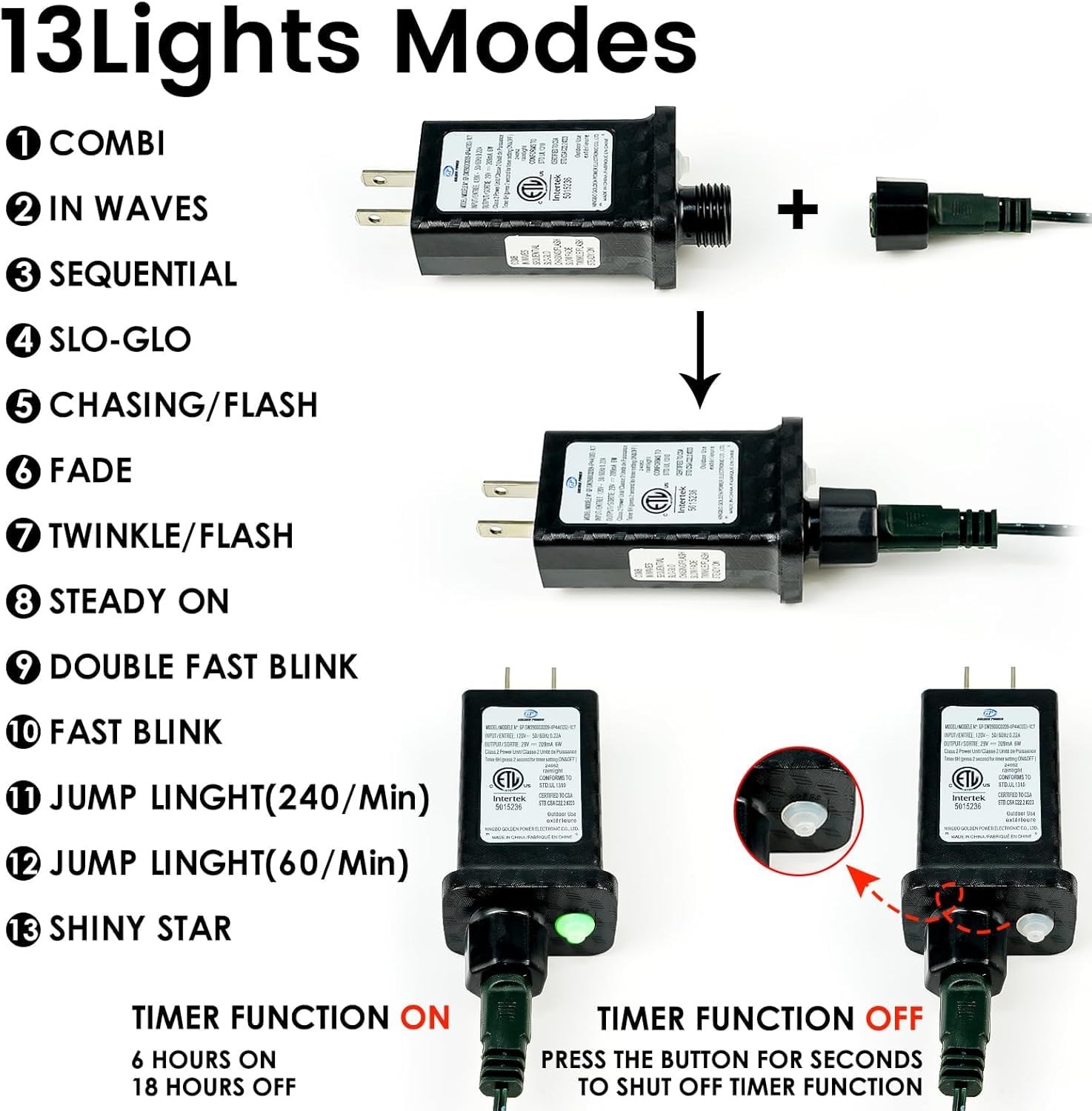 Connectable 240Led 95Ft 13Modes String Lights Indoor Outdoor | Extendable Green Wire Cool White Christmas Tree Lights With Timer