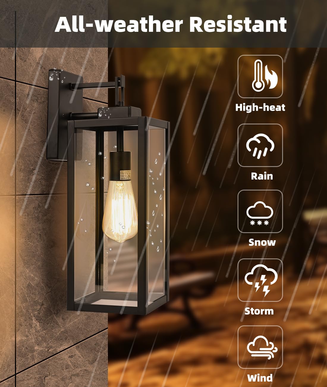 Faymart 22&quot; Outdoor Sconce Light - Black Metal Wall Lantern, Porch Light, E26, 1 Pack