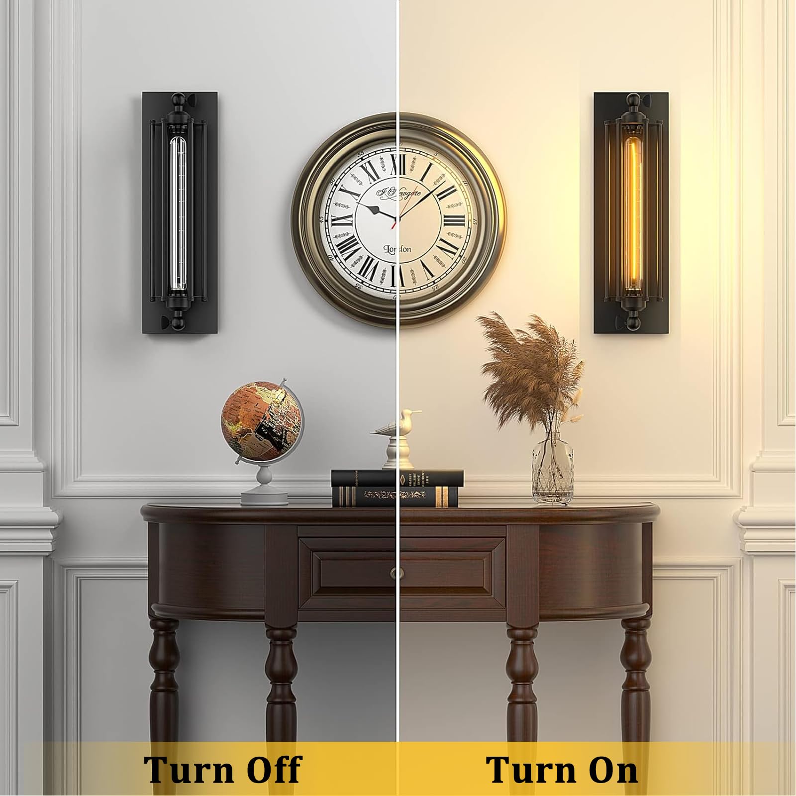 Licperron Industrial Black Wall Sconces, Antique Metal Light Fixtures, E26/E27, UL Approved, 2 Pack