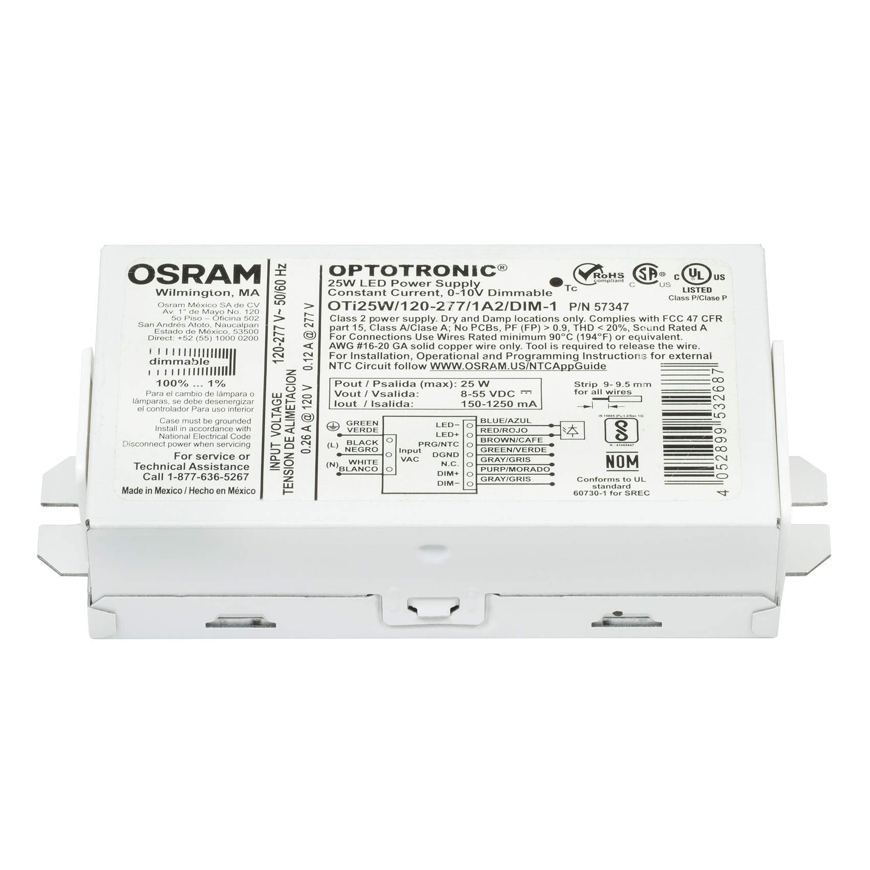 Osram 57347-25 Watt 120/277 Volt Dimmable Led Driver (Oti25W/120-277/1A2 Dim-1)