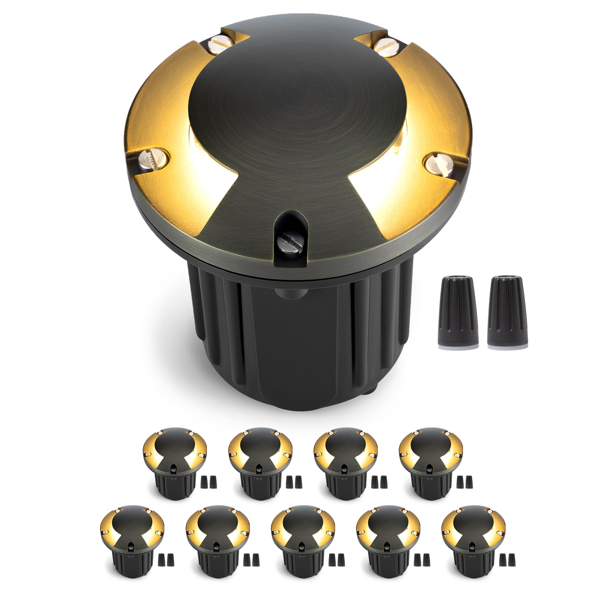 Gardenreet 12V Well Light - Brass Ip65 Waterproof Electric Landscape In-Ground Low Voltage LED Lighting, Fixture, Antique Bronze