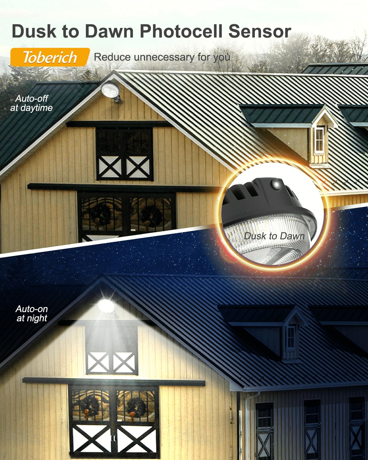 toberich LED Barn Light 150W 20000LM Dusk to Dawn IP66 Waterproof Black 1 Pack GCD-01
