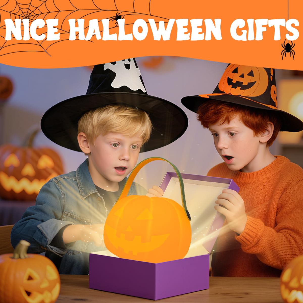 LEDHOLYT Night Light for Kids, Rechargeable LED Pumpkin Cordless Lamp with Control, 7 Colors Dimmable Halloween Lamp for Bedroom