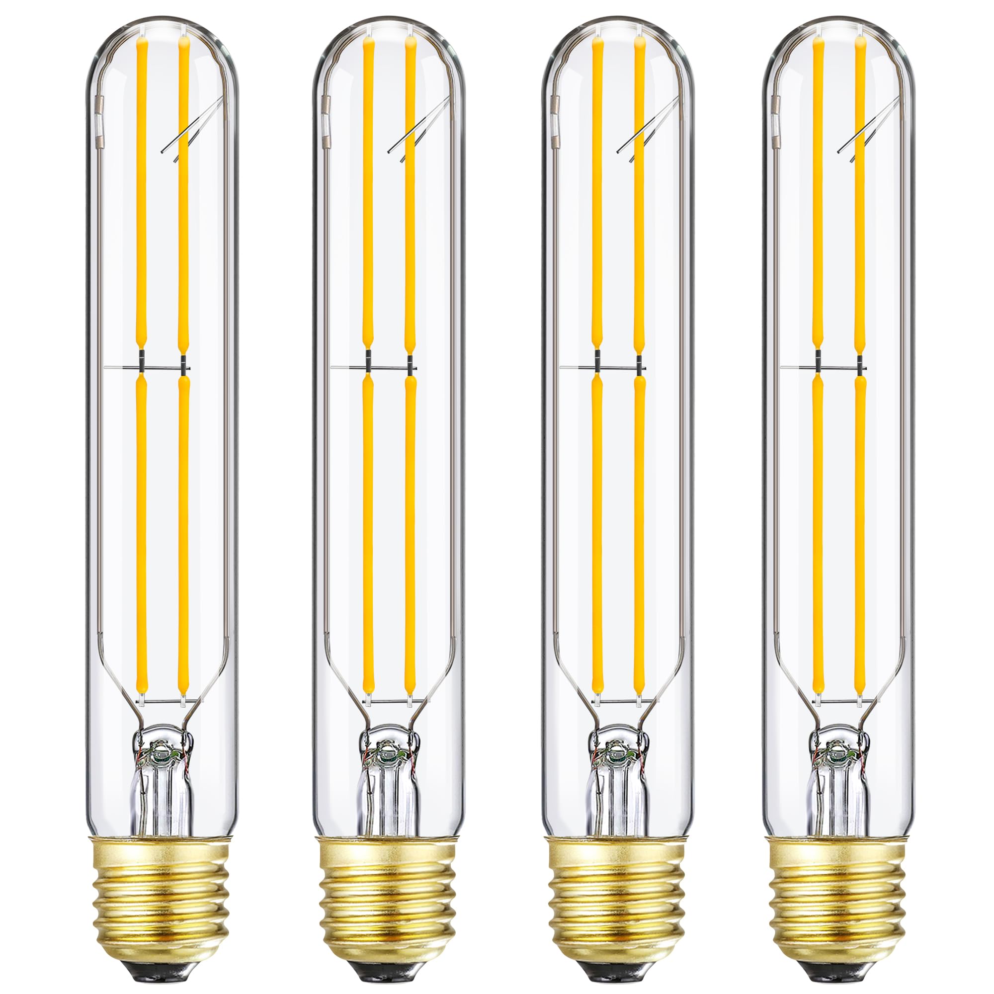 7.3 Inch T10 Led Bulb 60 Watt, Dimmable 3000K Soft White E26 Edison Bulb, Ac120V 600Lm,6W Tubular Long Clear Glass Light Bulb Fo