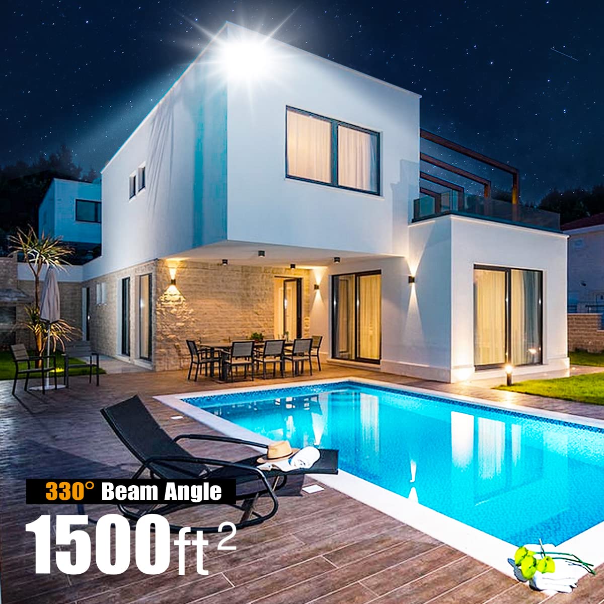 Stasun 150W Led Flood Light, 13500Lm, 330° Angle, Ip66 Waterproof For Outdoor Security