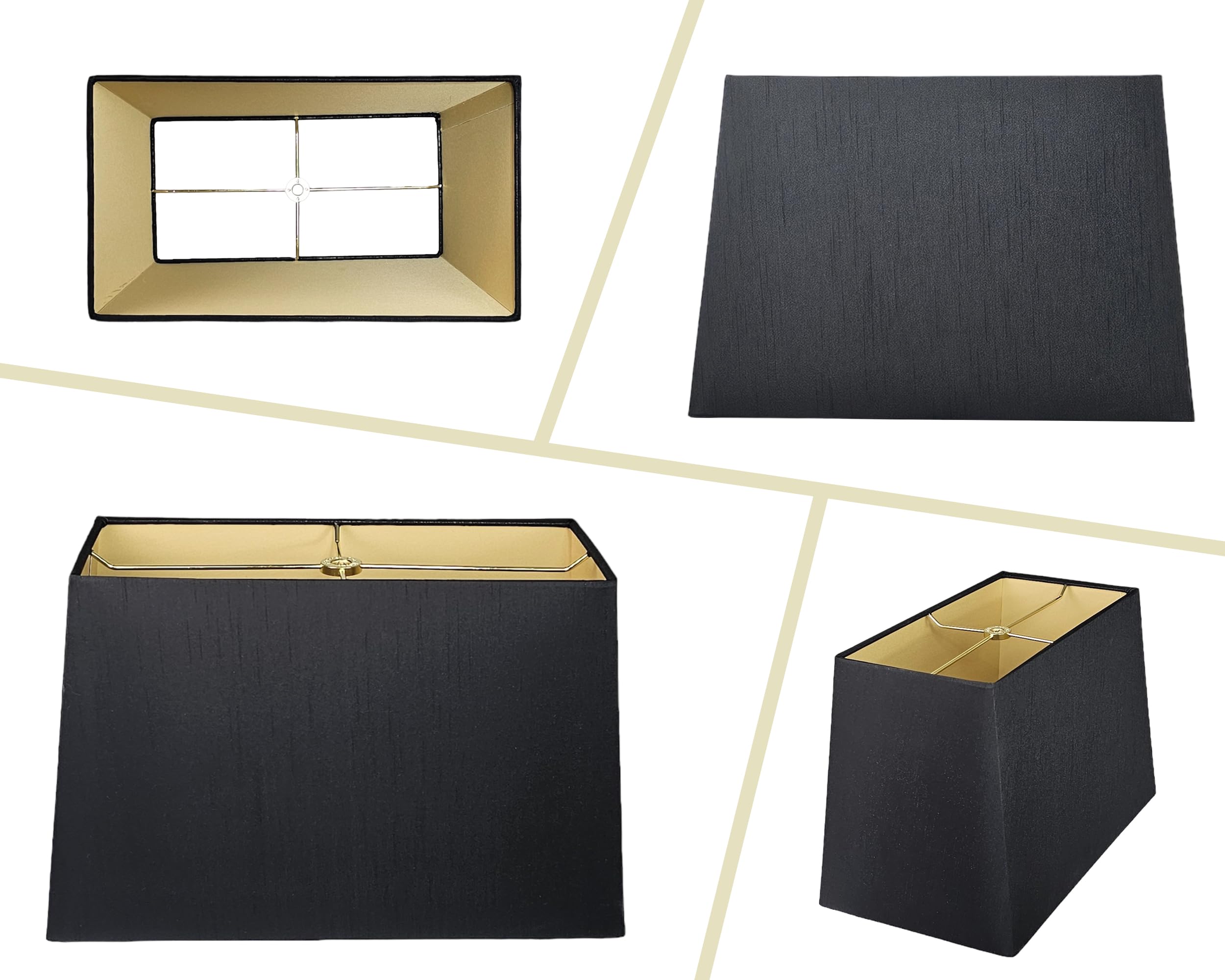 Royal Designs Rectangle Hardback Lamp Shade HB-613-14BLK Fabric (6x12) x (8x14) x 10 Black