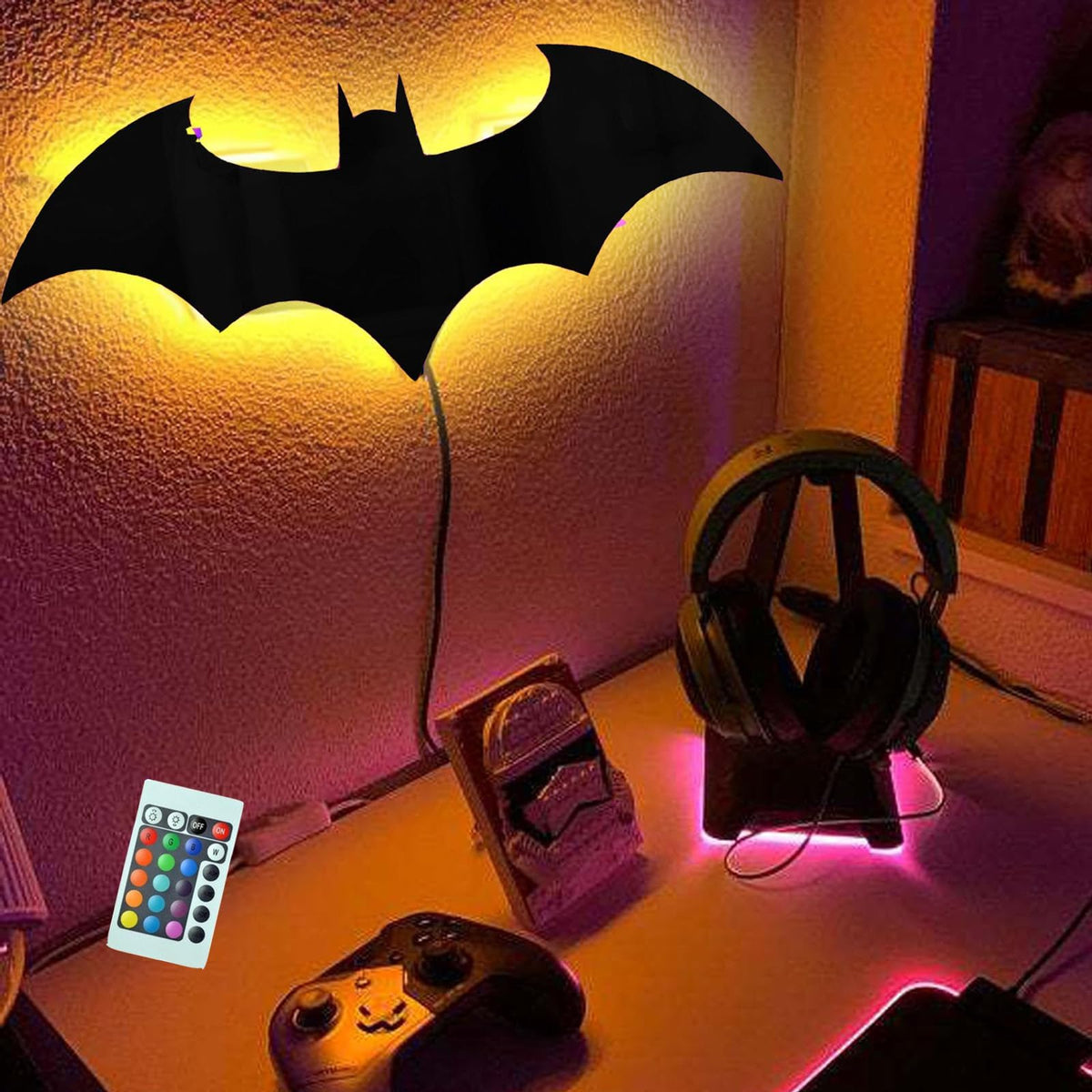 AKLOPE Superhero LED Wall Lamp - 16 Colors Remote Control, Acrylic, Mi ...